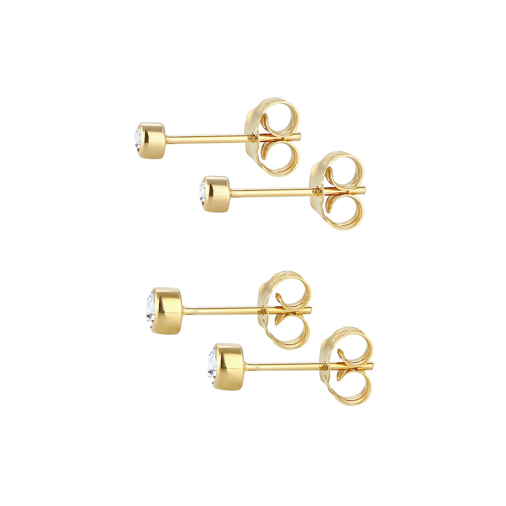 Elli Premium Paar Ohrstecker »2er Basic Stecker Set Topas Edelstein 375 Gelbgold«