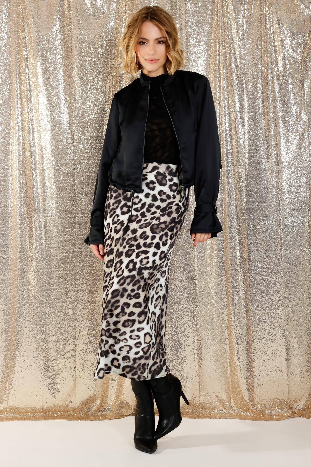 Monari Satinrock »Rock Leo Allover Satin« Regular fit mit Leopardenmuster