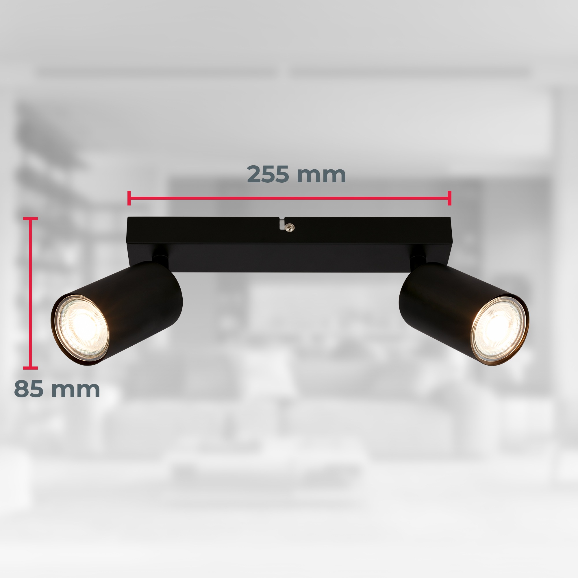 B.K.Licht Deckenstrahler »BK_DS1629 EEK A LED Deckenlampe, Schwenkbar, Deckenspot«, 2 flammig, Leuchtmittel GU10 | LED wechselbar, Inkl. 2x GU10, 3.000 K, 450Lm, 2W, 15,5 x 5,5 x 25,5 cm, Schwarz