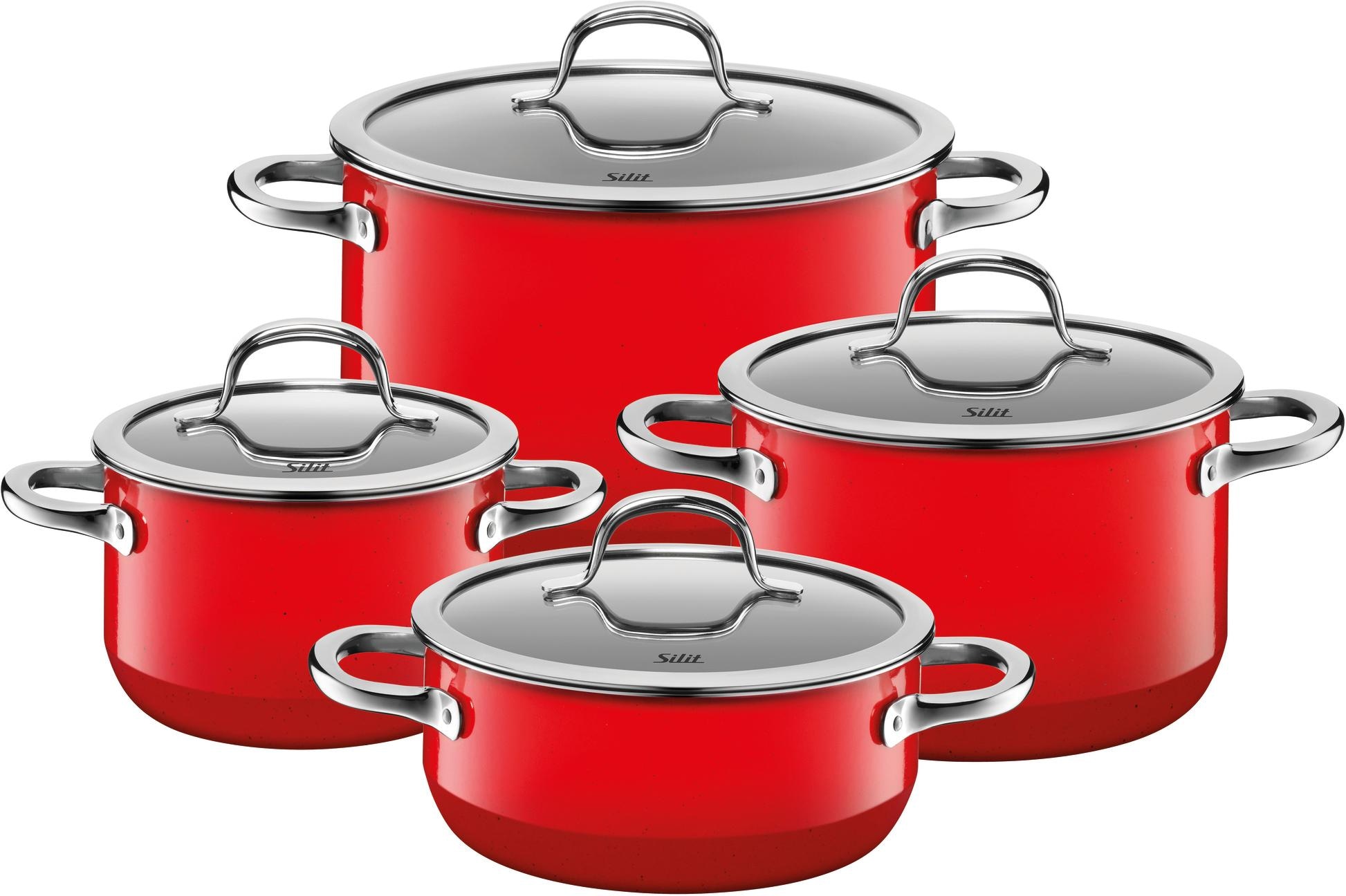 Silit Topf-Set »Passion red«, Fleischtopf Deckel 3x BAUR 20cm), 20, tlg., mit 8 16, 24cm, in Silargan®, | Made Deckel mit Bratentopf (Set, Germany kaufen 1x