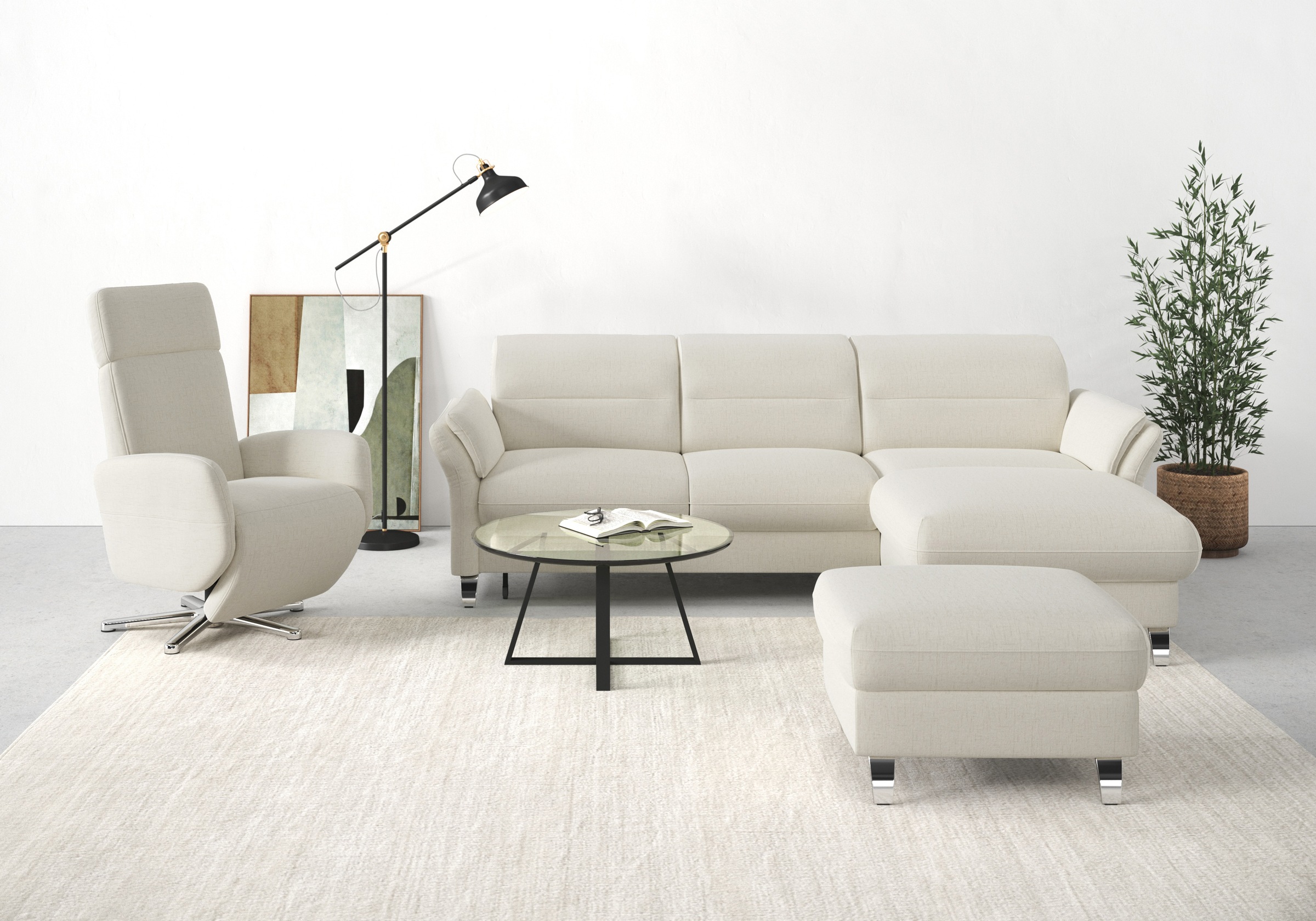 sit&more Ecksofa "Grenoble L-Form mit Federkern" wahlweise mit Schlaffunktion, Bettkasten, Arm- und Kopfteilverstellung
