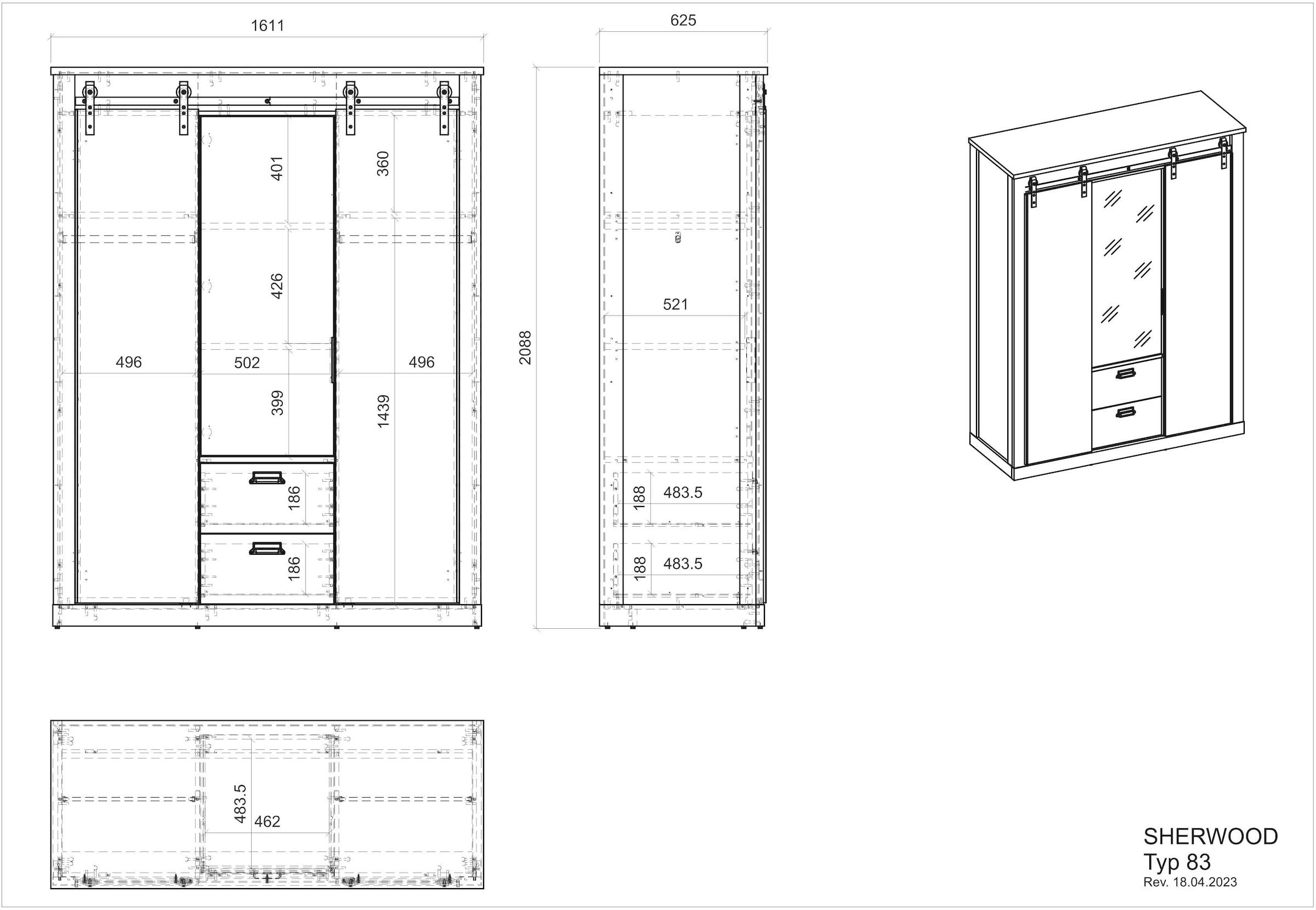 Home affaire Kleiderschrank »SHERWOOD«, | Schubkasten close\