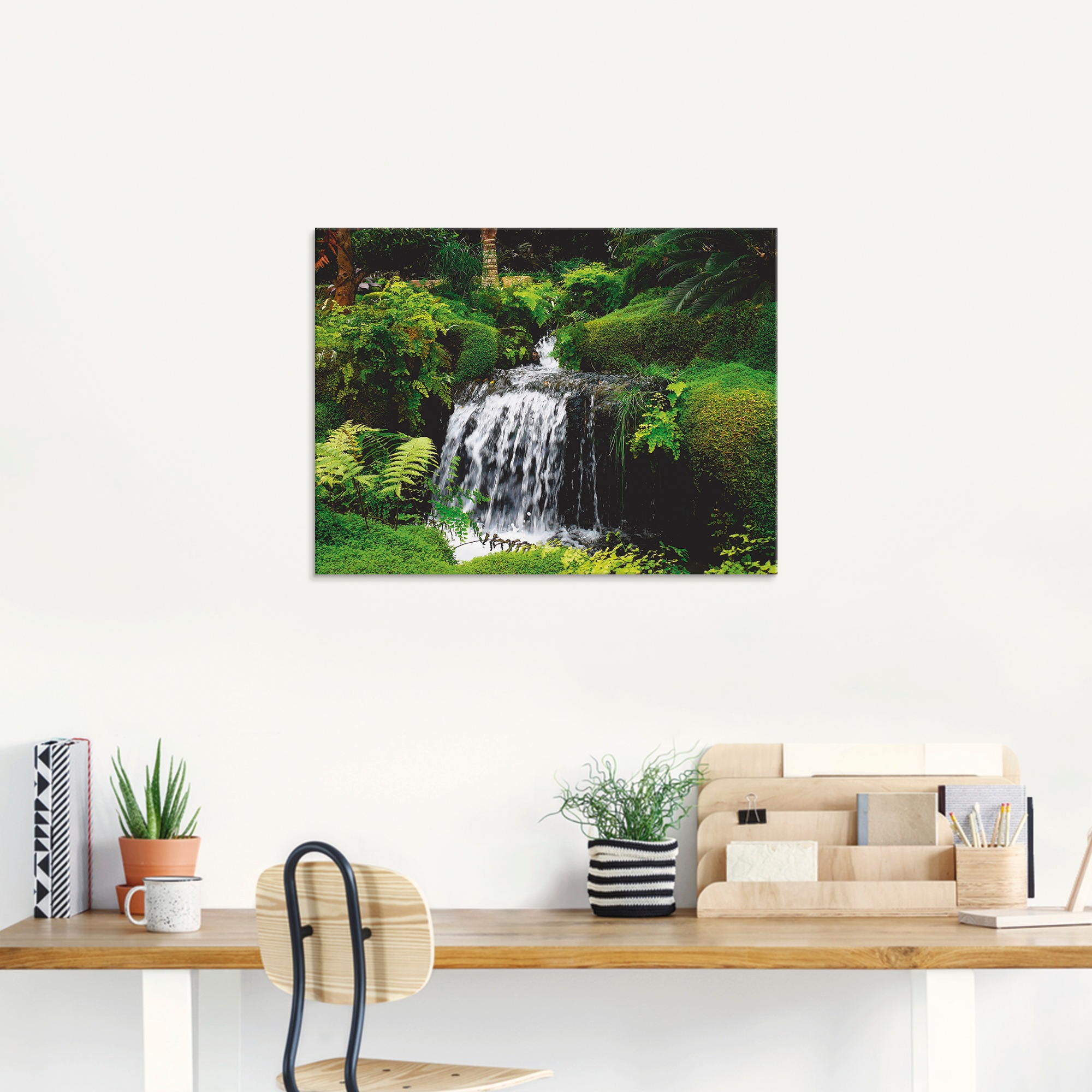 Artland Glasbild »Wasserfall im Grünen«, Gewässer, (1 St.), in verschiedenen Größen