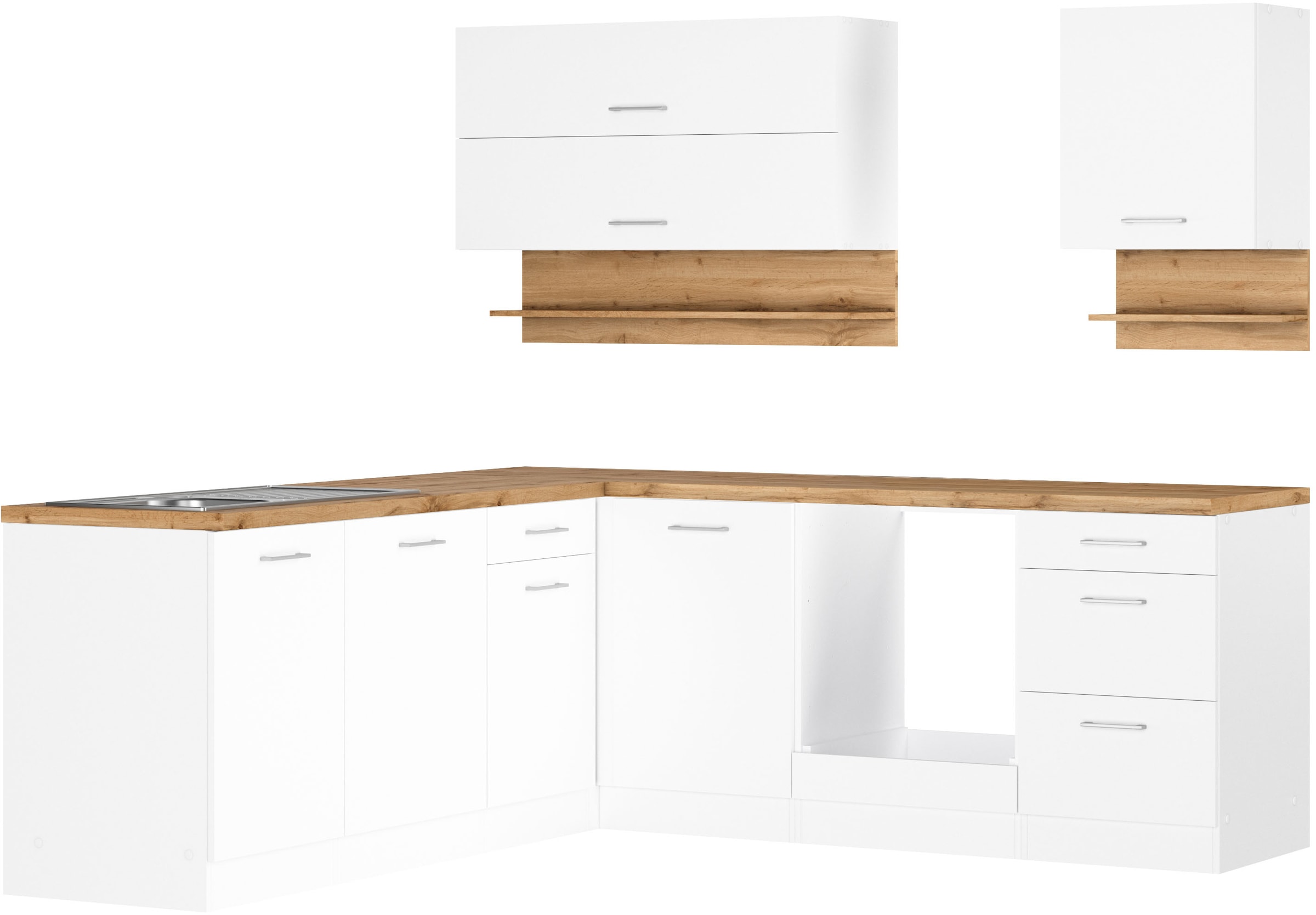 KOCHSTATION Winkelküche "KS-Milan" Stellbreite 220/220 cm, viel Stauraum, wahlweise mit E-Geräten