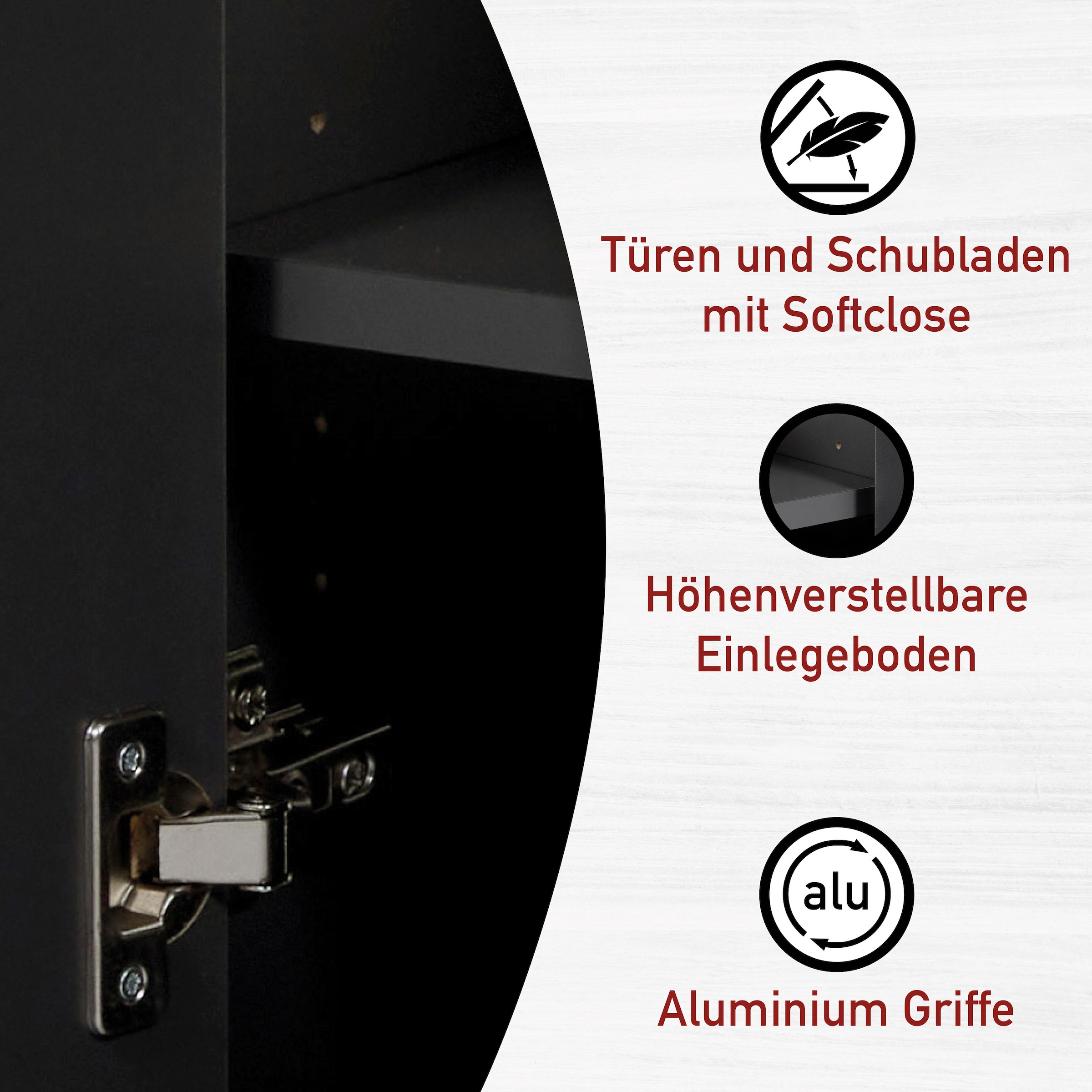 Inter Link Mehrzweckschrank »Pienza, Badezimmerschrank, Wasserabweisend, 42 x 40 x 197 cm« 1 Stk. tlg. Hochschrank mit Softclose, verstellbare Einlegeböden & Füße