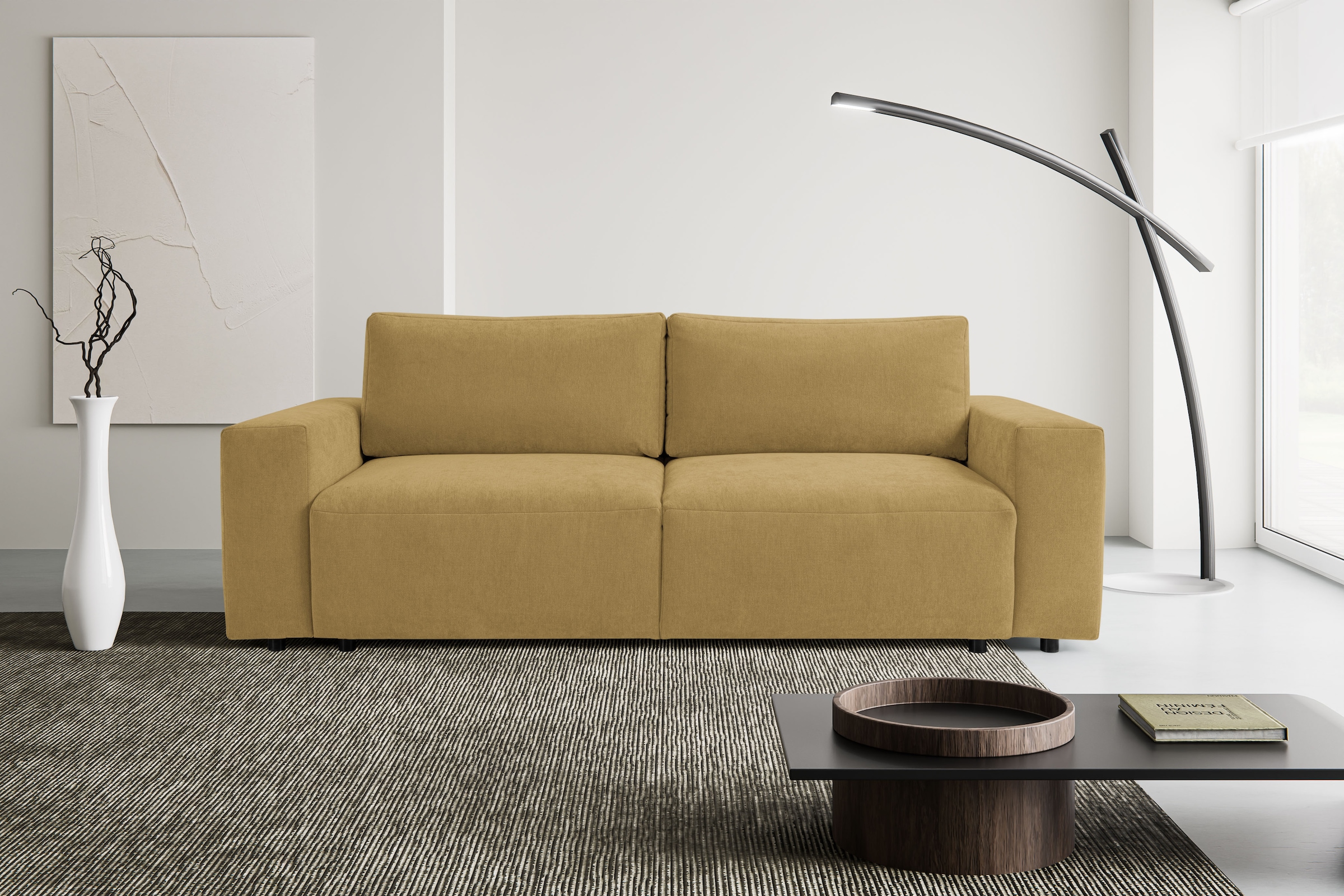 WERK2 Schlafsofa "Lima 245 cm modern und bequem" Struktur, Schlaffunktion, Bettkasten