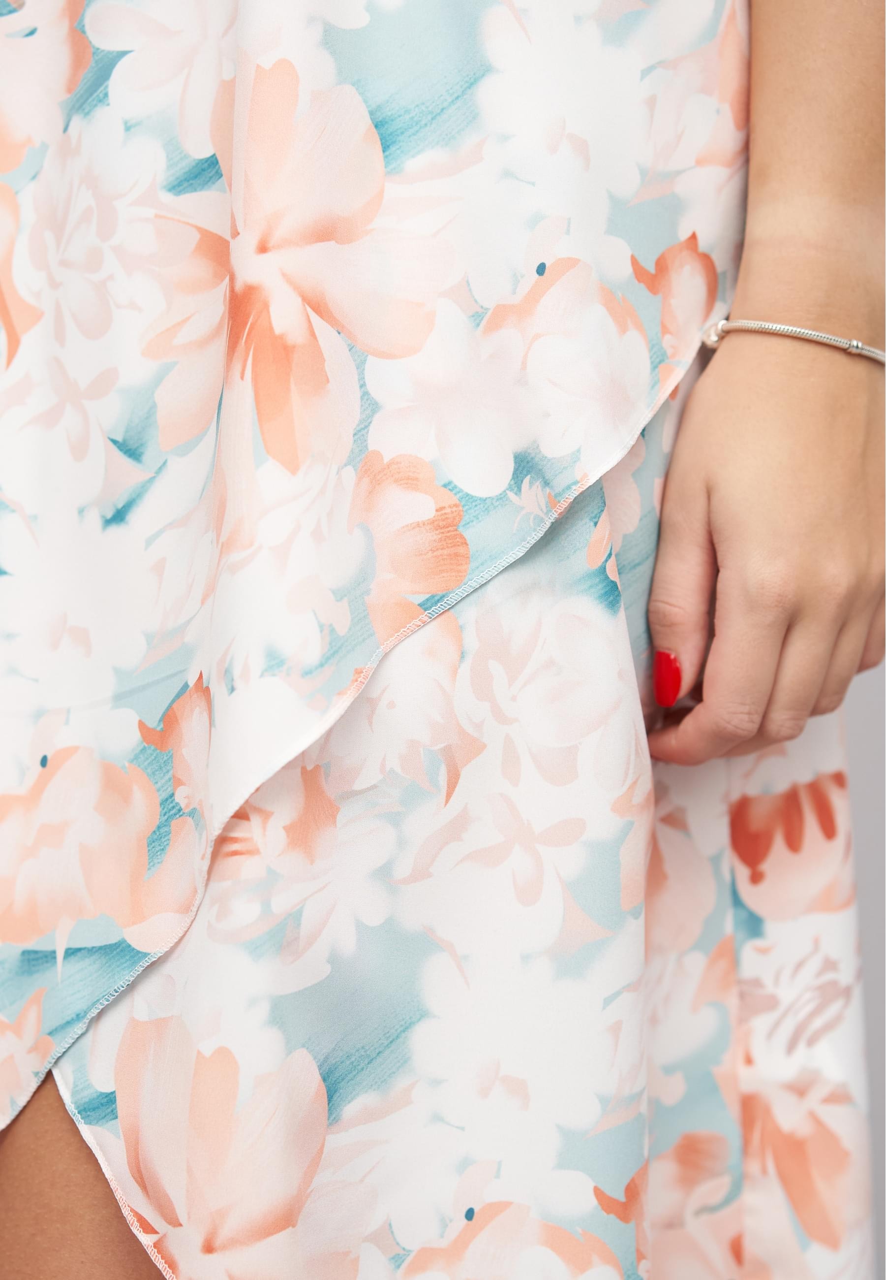 CLOUD 5IVE Shirtkleid »CLOUD 5IVE Bandeau Kleid in Wrap Look und AOP Blumen Print«, (1 tlg.)