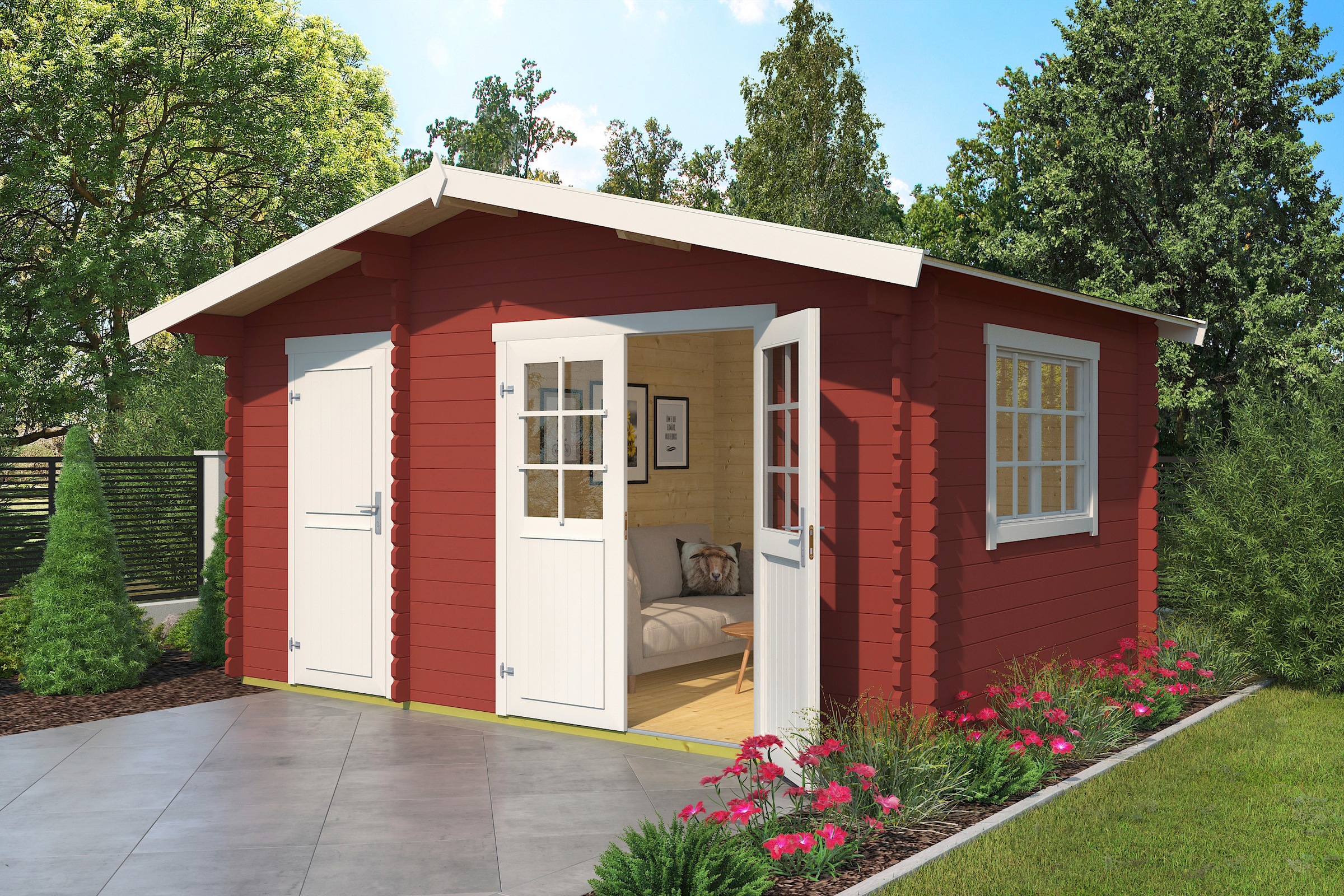 LASITA MAJA Gartenhaus "Keila 28" Blochbohlenhaus 34mm 2-Raum, Fundamentmas günstig online kaufen