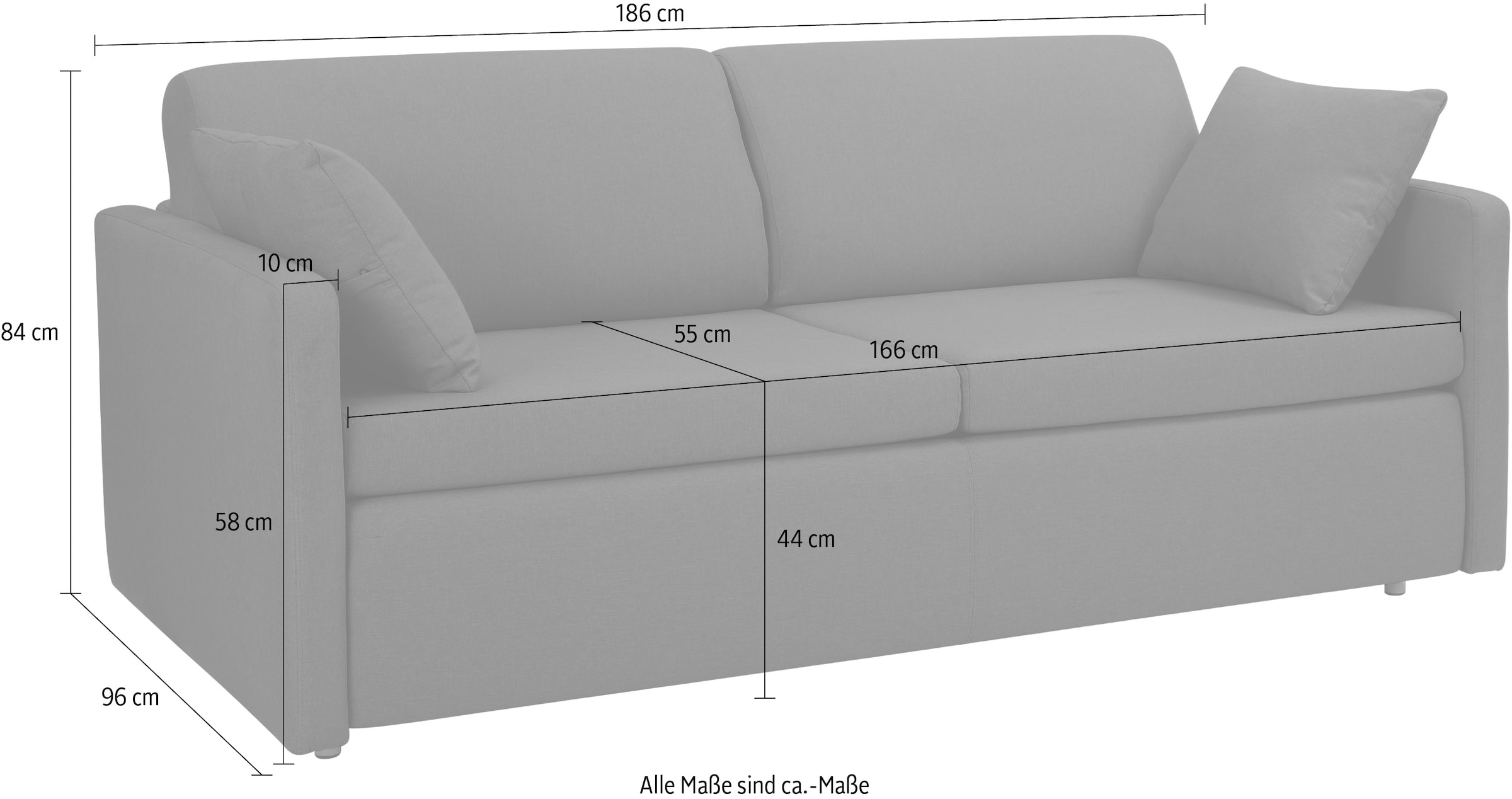 ATLANTIC home collection Schlafsofa »Robin«, mit Matratze und Zierkissen, Dauerschläfer