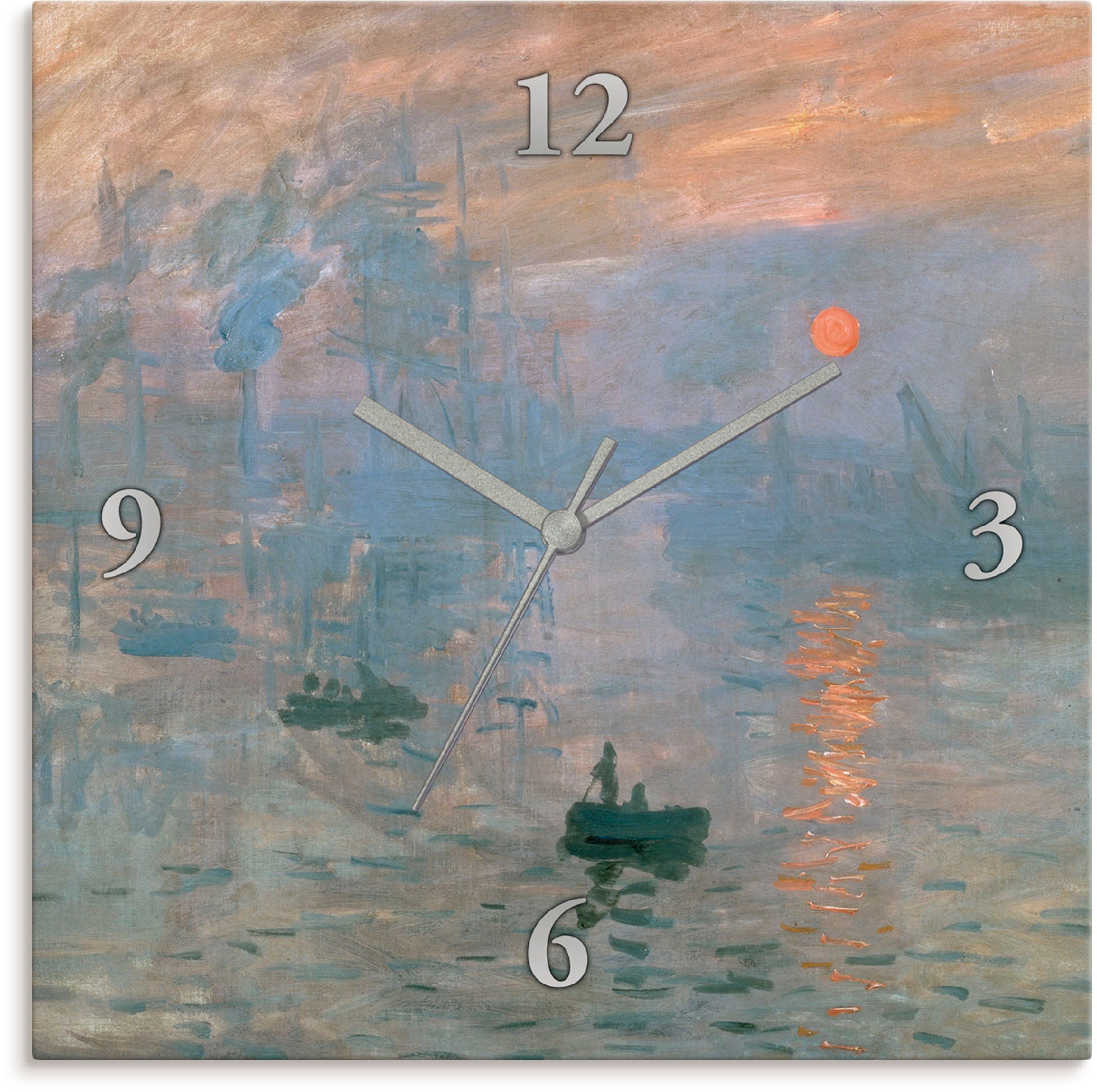 Artland Wanduhr »Impression (Sonnenaufgang). 1872«, Tickgeräusche mit | Funkuhrwerk, ohne Quarz- wahlweise oder lautlos BAUR