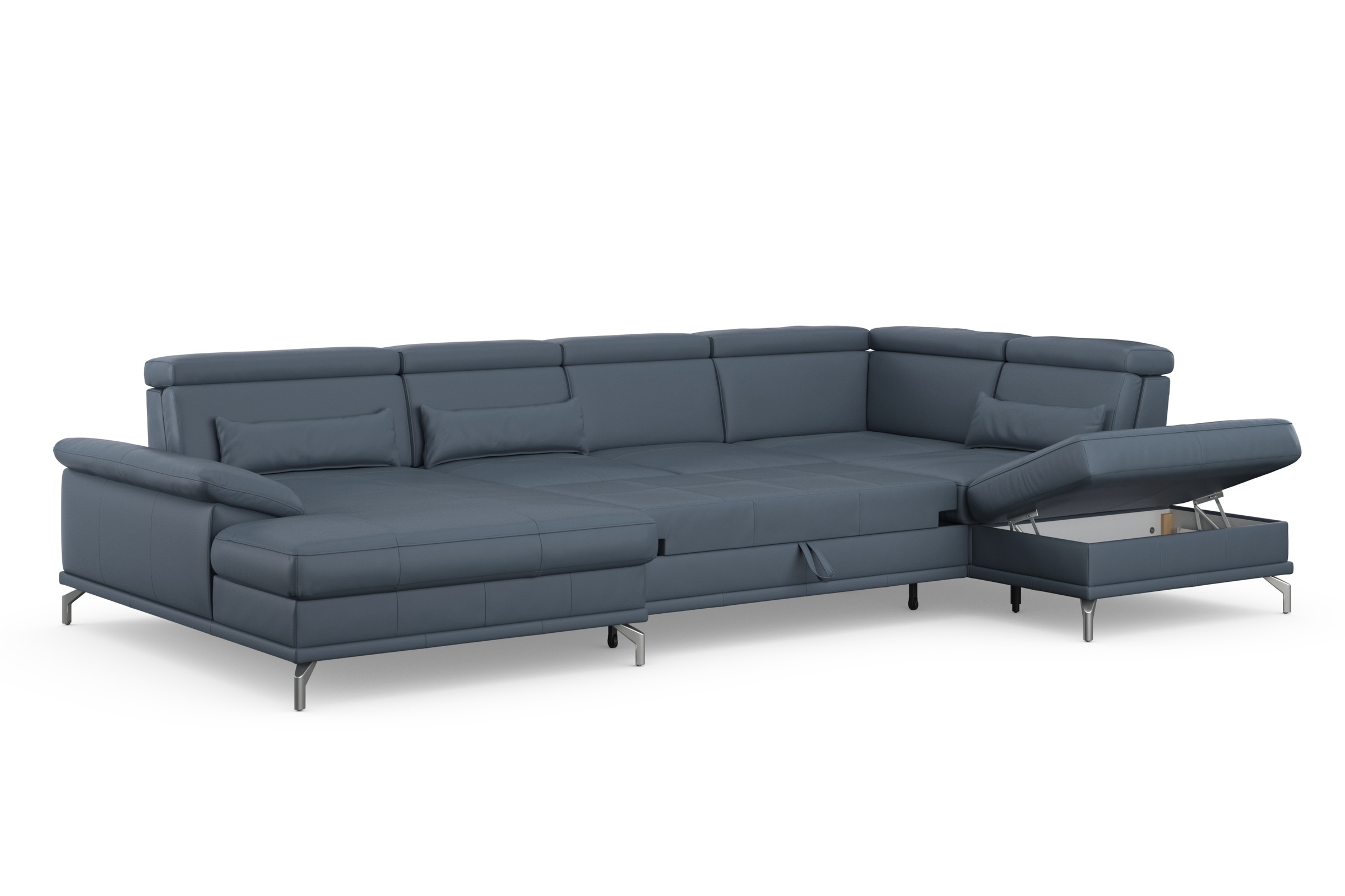 sit&more Wohnlandschaft »Cabrio U-Form, mit Sitztiefenverstellung, Arm- und Kopfteilverstellung«, 3 Nierenkissen, Federkern, optional Bettfunktion und Stauraum