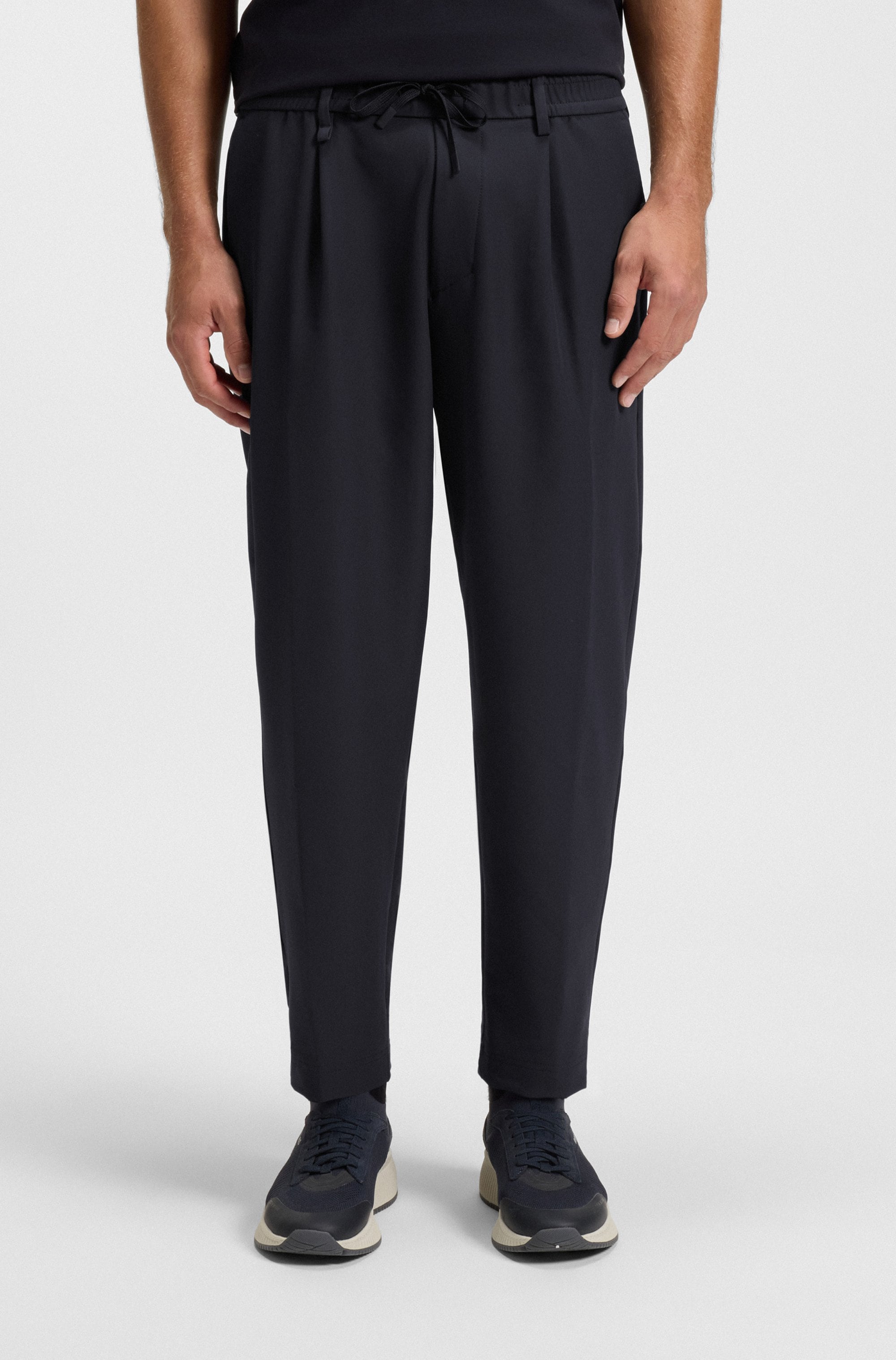 BOSS GREEN Webhose »T Convert-Pleat«, mit Zugbund und Markenlabel Bundfaltenhose Anzughose Stretchhose