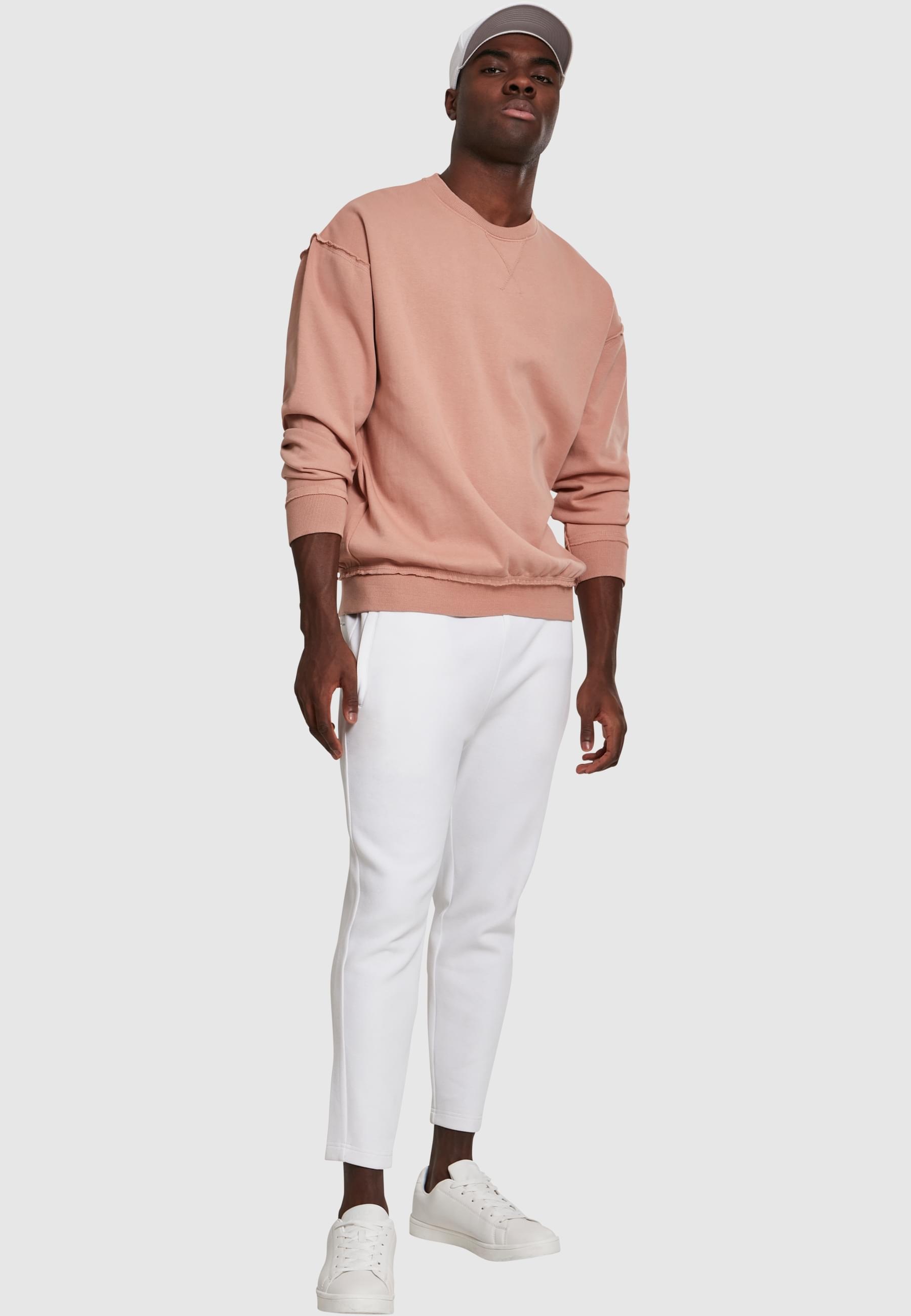 URBAN CLASSICS Rundhalspullover »Urban Classics Herren Oversized Open Edge Crew«, (1 tlg.)