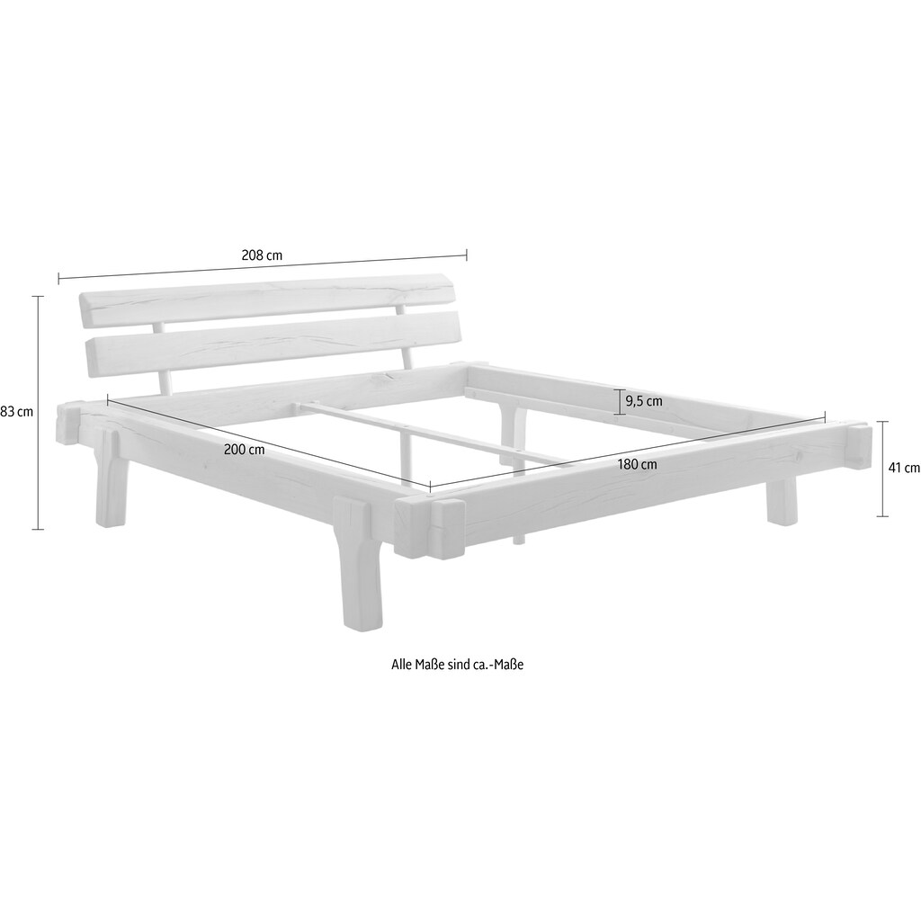 Schlafkontor Massivholzbett »Inger«, 180x200 cm, Doppelbett in Eiche natur