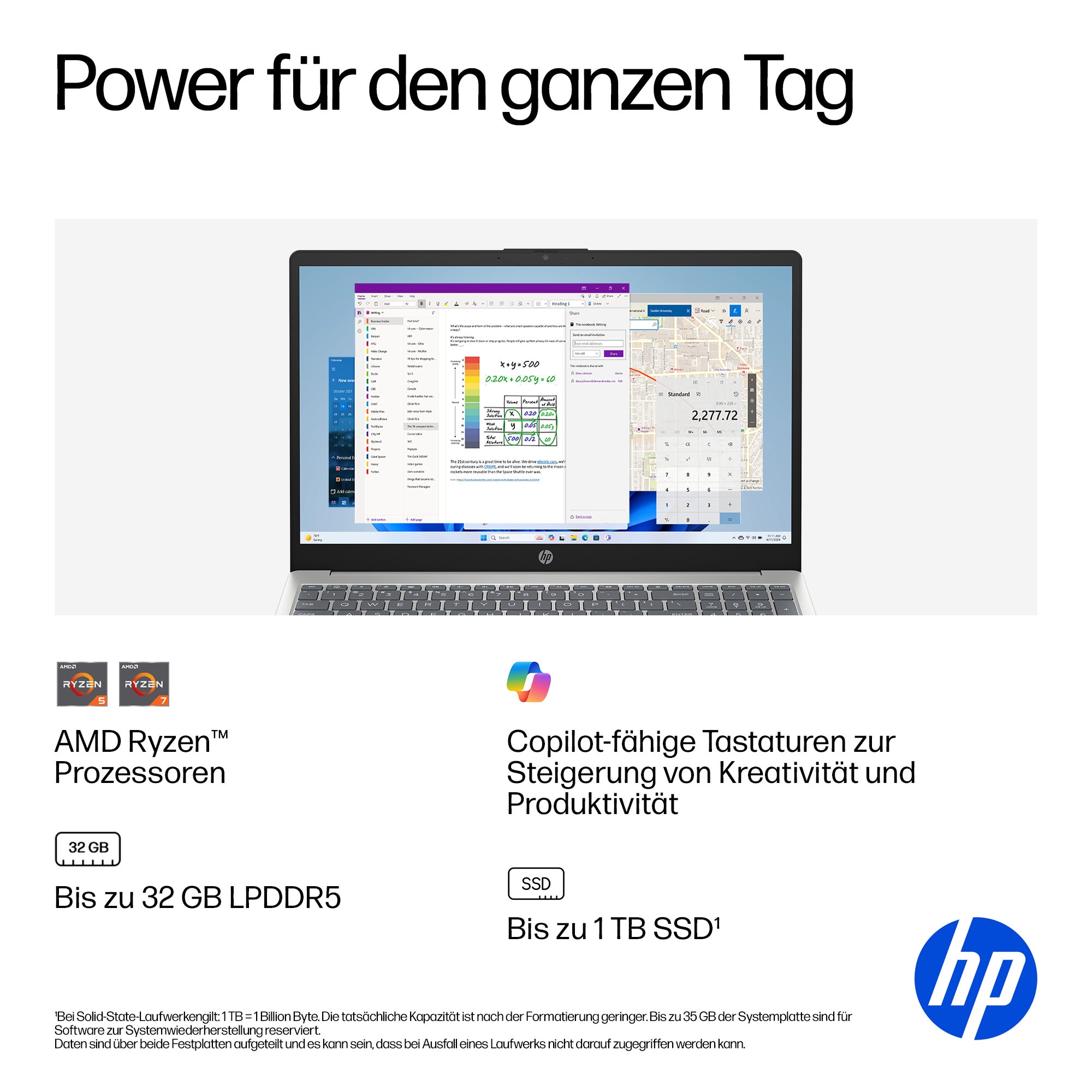 HP Notebook »15-fc1031ngx« 39,6 cm / 15,6 ″ AMD Ryzen 3 Radeon™ 610M 256 GB SSD