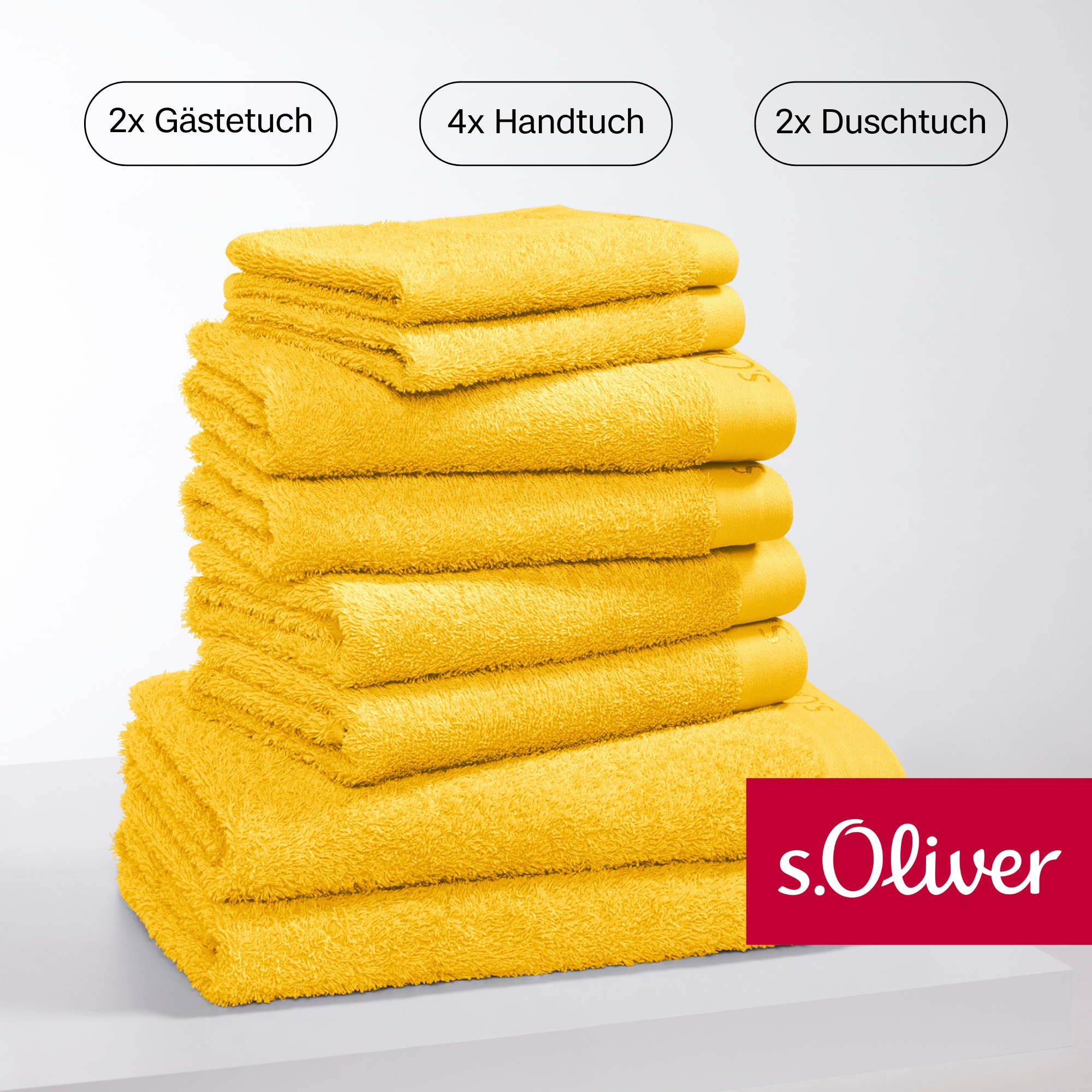 s.Oliver Handtuch Set »s. Oliver, besonders weich und saugfähig«, (Set, 8 St., 2 Gästetücher 30x50 cm-4 Handtücher 50x100 cm-2 Duschtücher 70x140 cm), 2 Gästetücher 30x50, 4 Handtücher 50x100, 2 Duschtücher 70x140