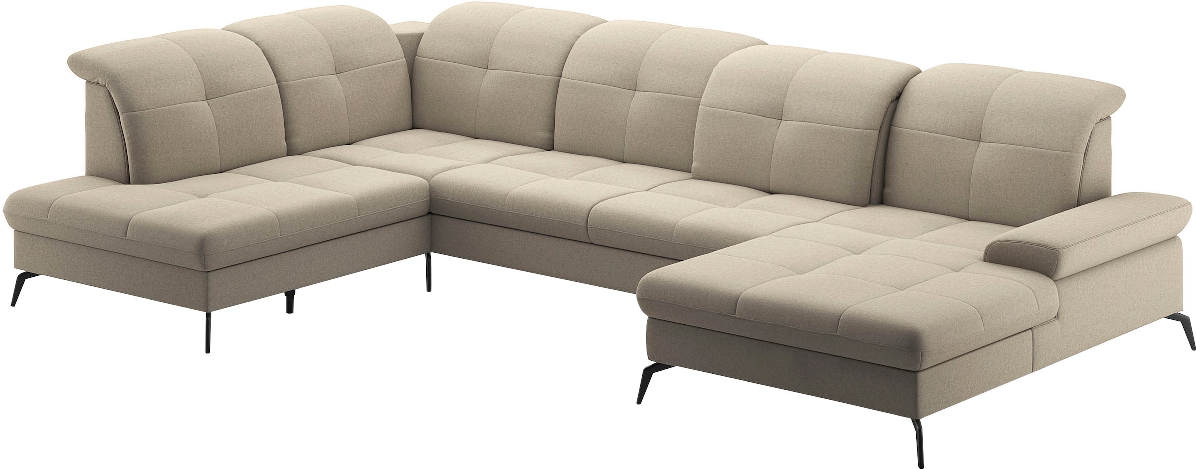 sit&more Wohnlandschaft »Amica, U-Form, inkl. Sitztiefenverstellung und Armteilverstellung«, wahlweise mit Kopfteilverstellung, Bettfunktion und Bettkasten