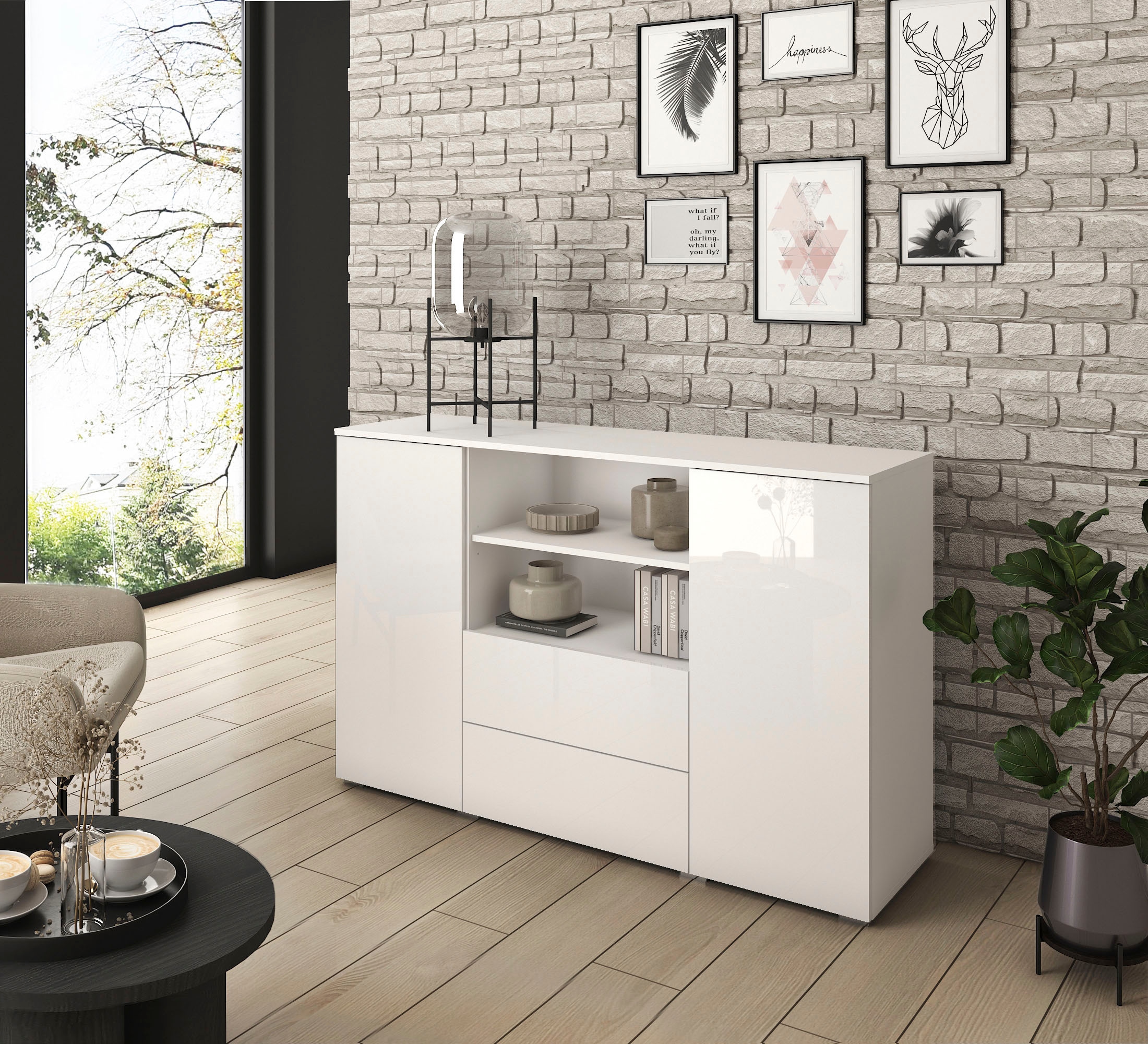 INOSIGN Sideboard "PARIS", (1 St.), Moderne 140cm breite grifflose Kommode, vielseitig einsetzbar