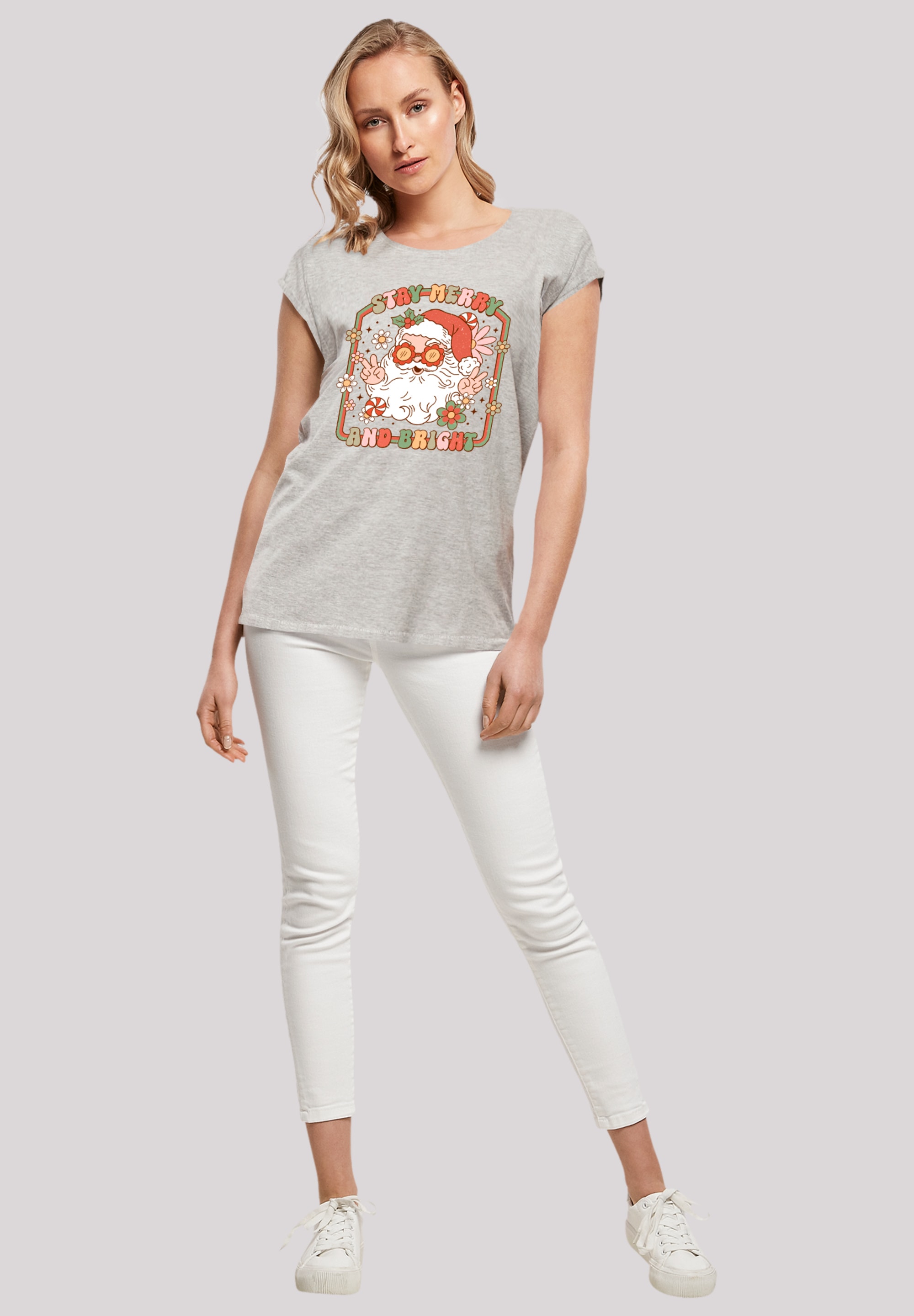 F4NT4STIC T-Shirt »Stay Merry And Bright Hippie Santa«, Premium Qualität, Weihnachts-Kollection