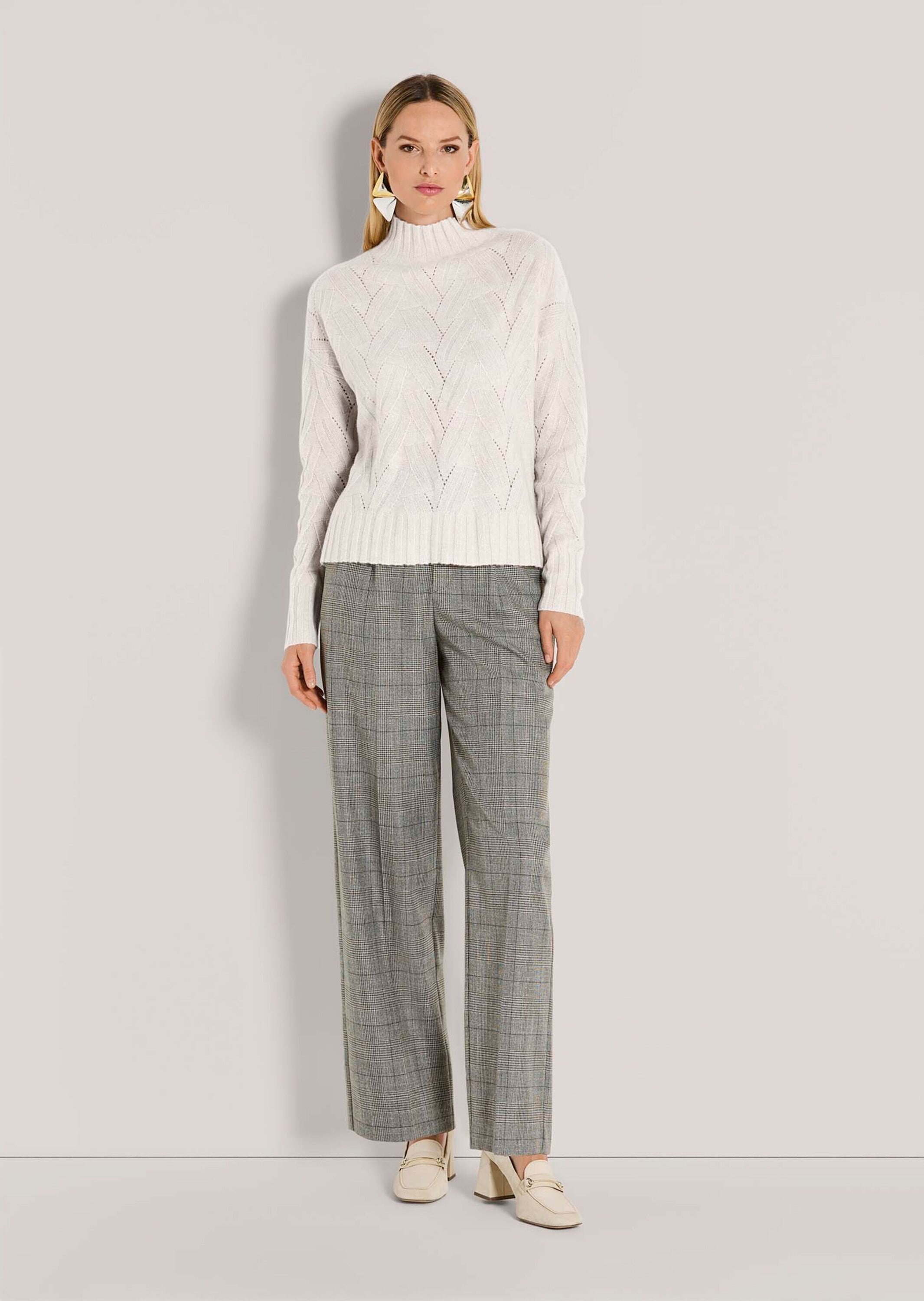 MADELEINE Longpullover »Kaschmirpullover Hochwertiger Wollpullover mit Strukturstrick« Cross over Muster mit Ajour