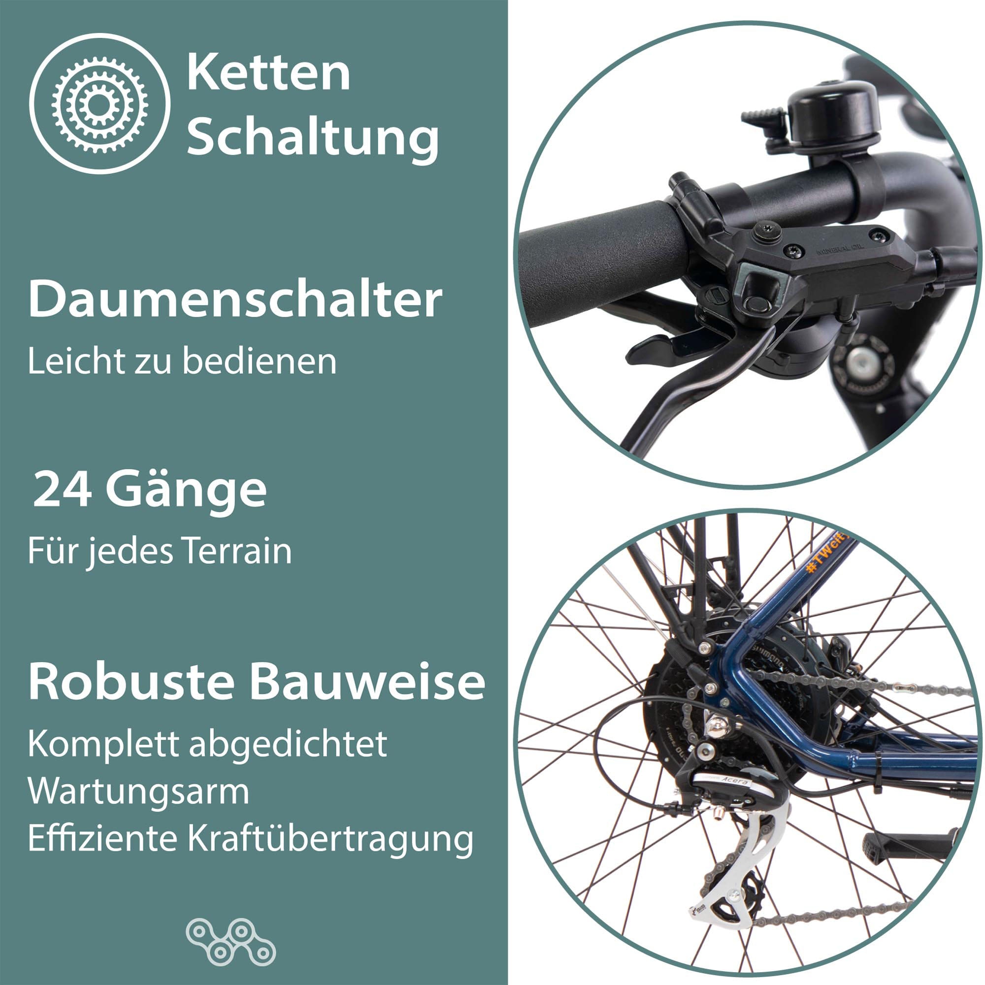 Tretwerk E-Bike »Seville 5.0«, 24 Gang, Shimano, Heckmotor 250 W, Pedelec, Elektrofahrrad für Damen u. Herren