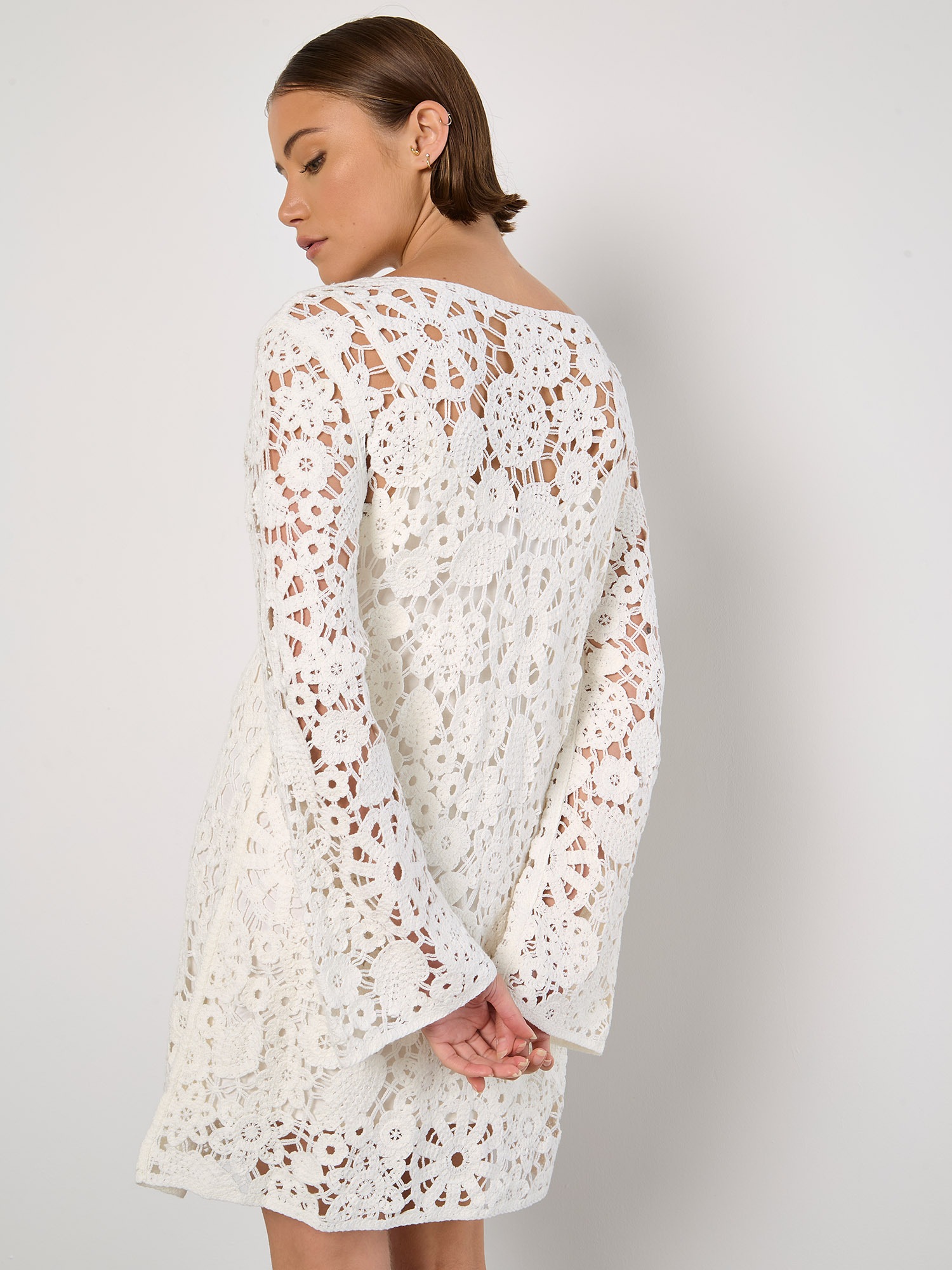 Apricot Druckkleid »Minikleid« mit Trompetenarmen
