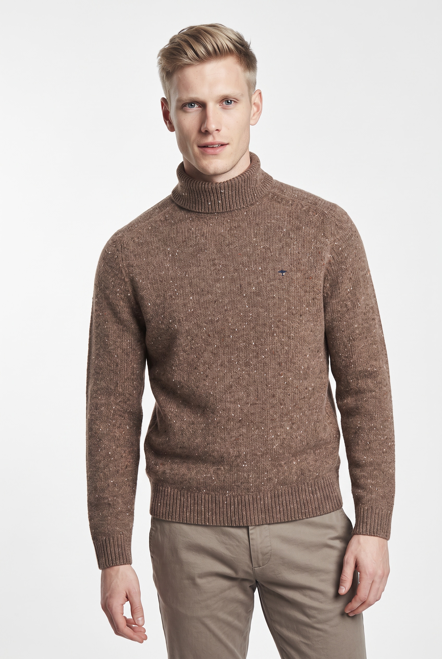 FYNCH-HATTON Rollkragenpullover im Strick-Look meliert