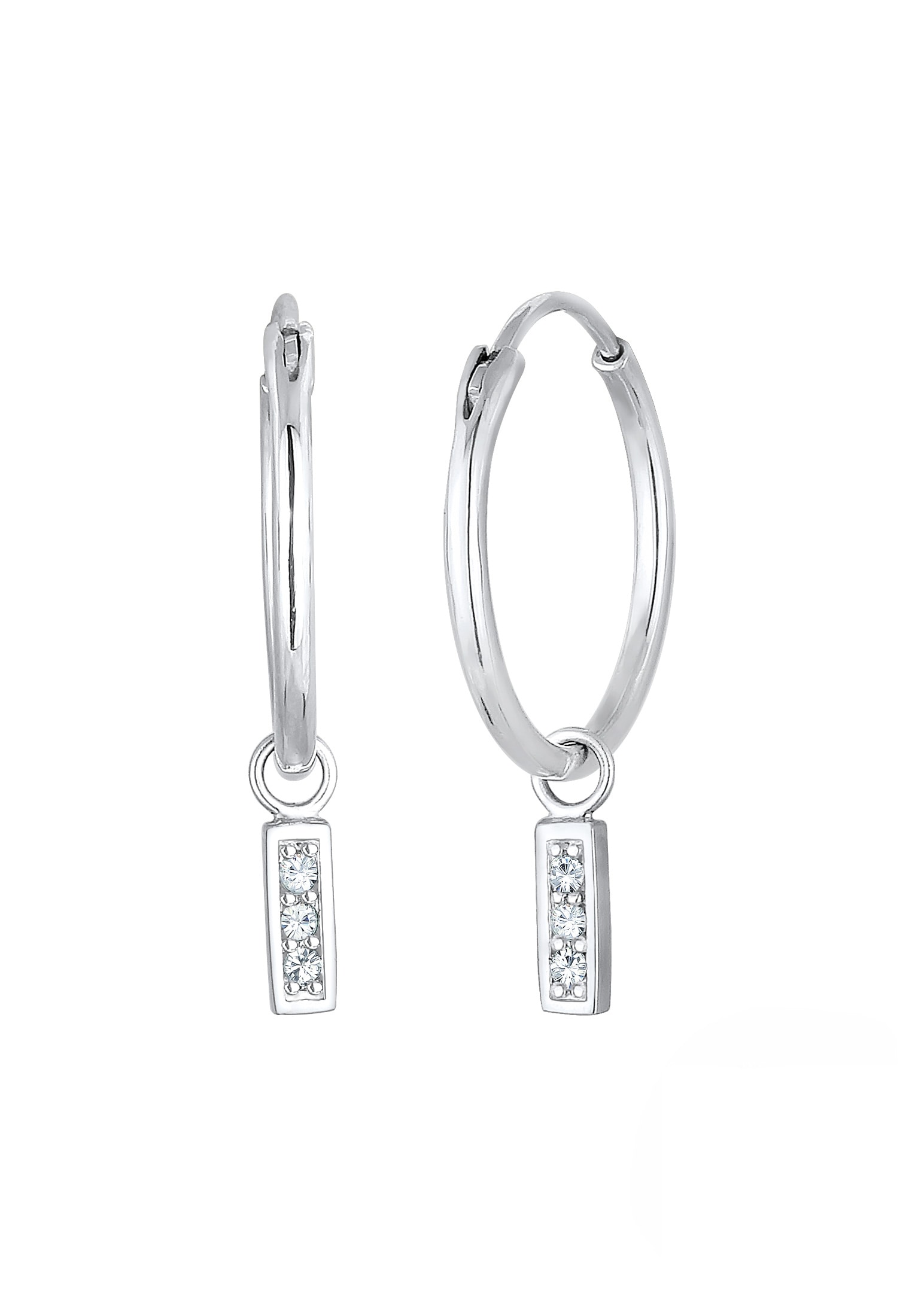 Elli Paar Creolen »Creolen Glas Kristalle Weiß 925 Sterling Silber«