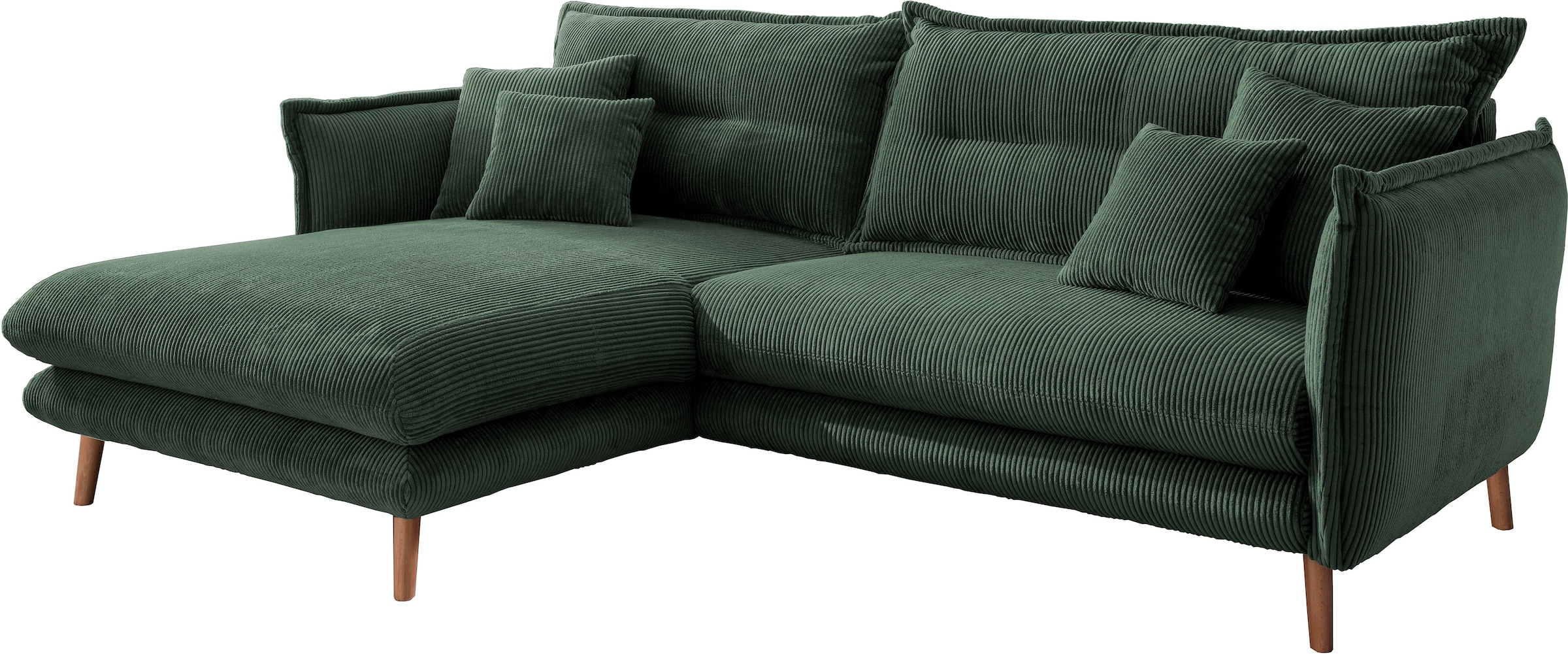 INOSIGN Ecksofa »Lazio modern und bequem, schmale Armlehnen, tolle Detailverarbeitung«, zwei verschiedene Fußfarben wählbar