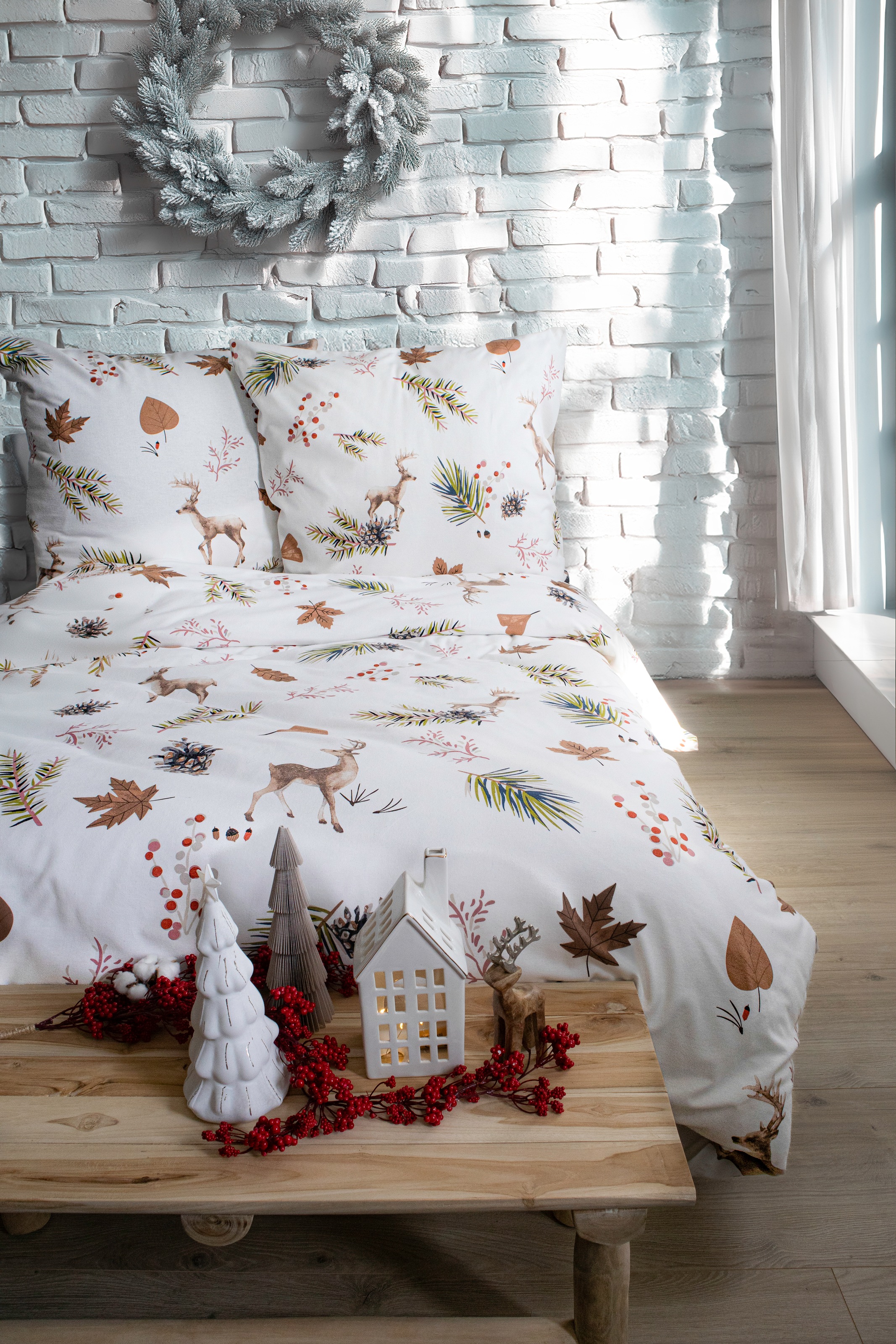 fleuresse Bettwäsche "Aspen" 2 Stk. tlg. Feinbiber mit Hirschen günstig online kaufen