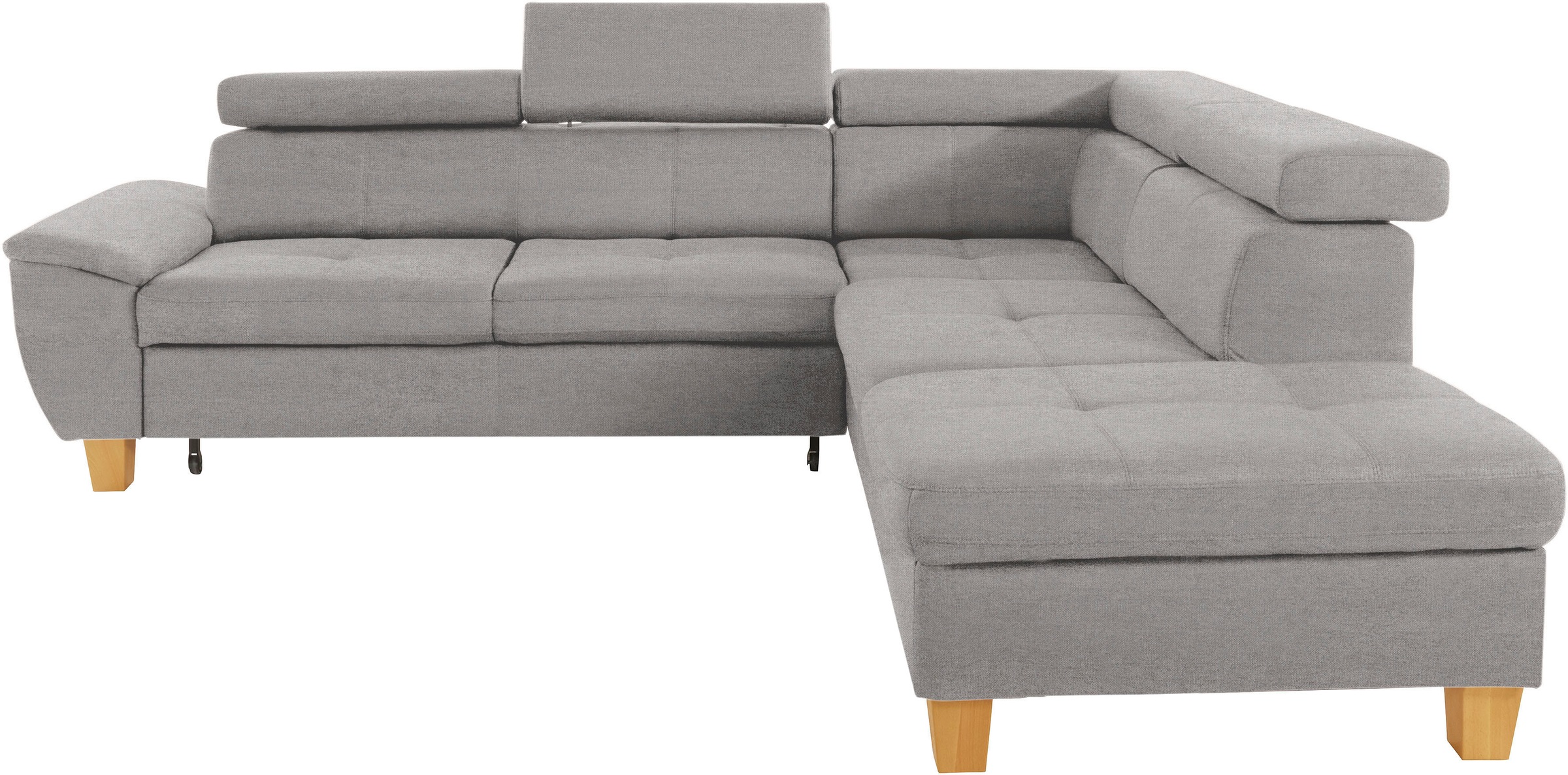 Ecksofa EXXPO - SOFA FASHION "Enya, hoher Sitzkomfort, Breite 266cm, bequem, 12cm hohe Füße, L-Form", silber, B:266cm H:79cm T:232cm, Luxus-Microfaser Vintageoptik (100% Polyester);Webvelours (92% Polyester, 8% Nylon), Sofas, Ecksofa, mit Kopfteilverstell 8