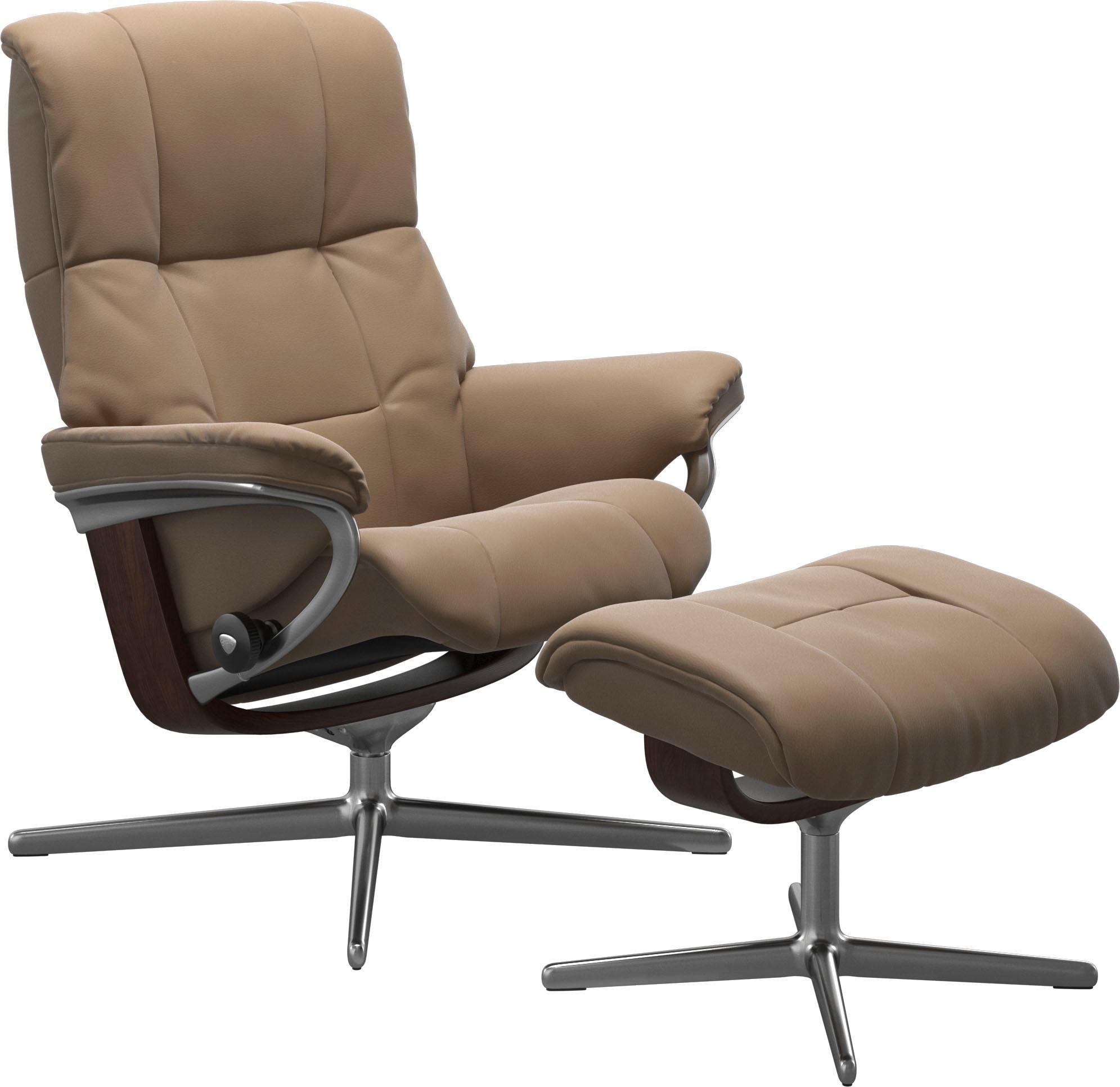 Stressless Relaxsessel "Mayfair" Set, Relaxsessel mit Hocker, mit Hocker, mit Cross Base, Größe S, M & L, Holzakzent Braun