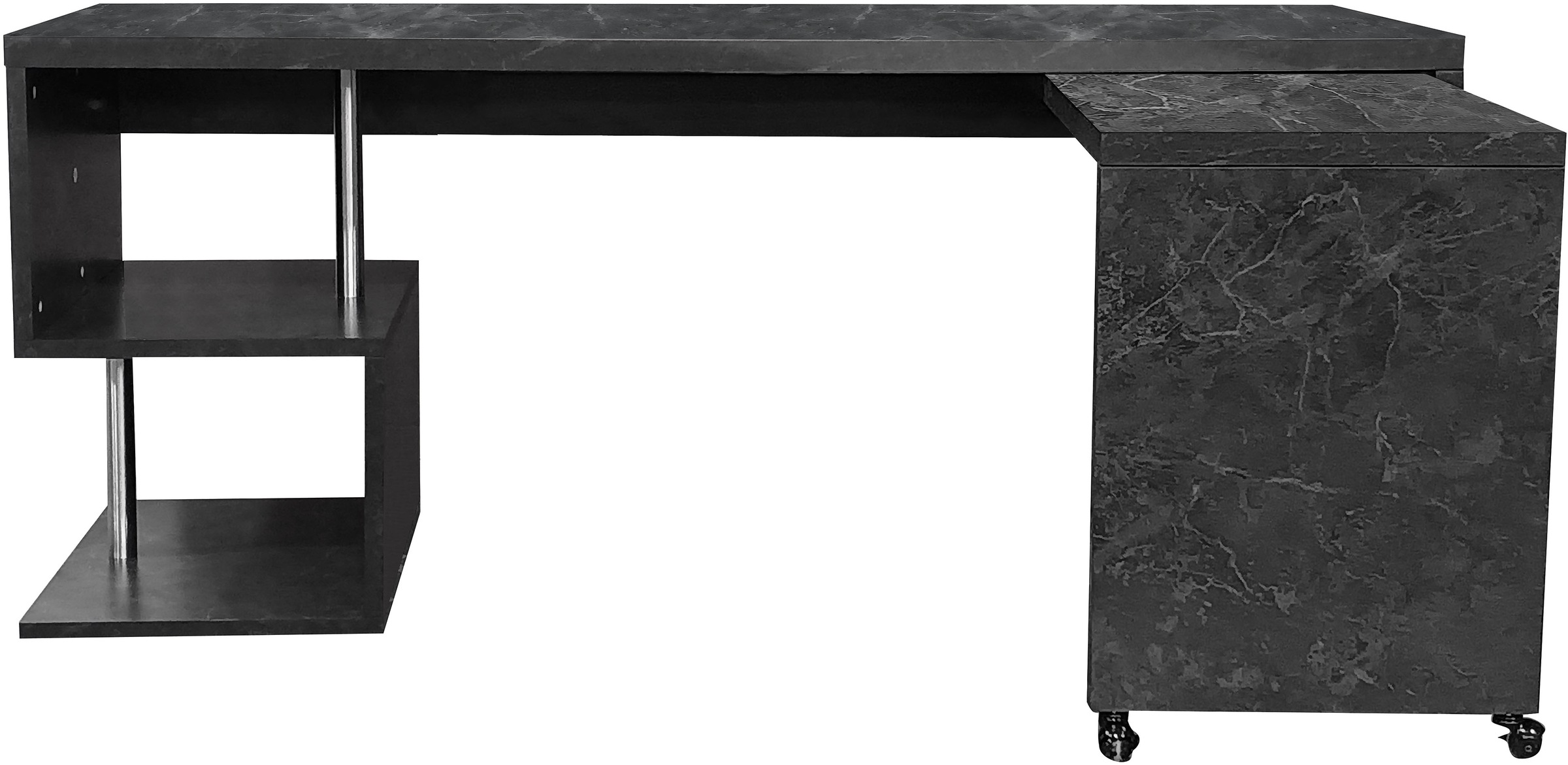 Places of Style Schreibtisch »Lopar, Eckschreibtisch«, rollbares Tischelement, großzügige Arbeitsfläche, Winkel 180x129 cm