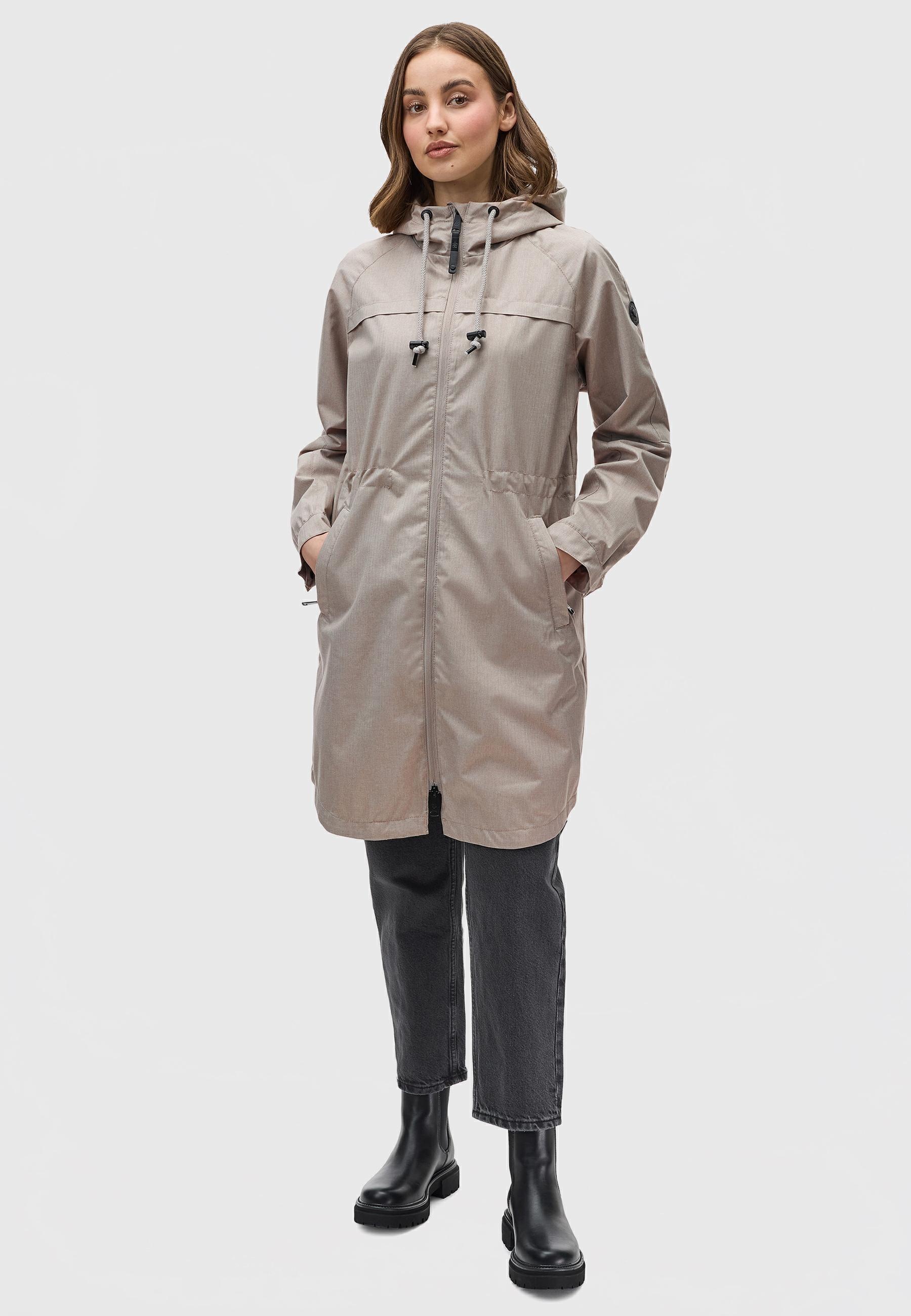 Ragwear Outdoorjacke »Belinka«, mit Kapuze, Wasserdichte lange und sehr leichte Übergangsjacke