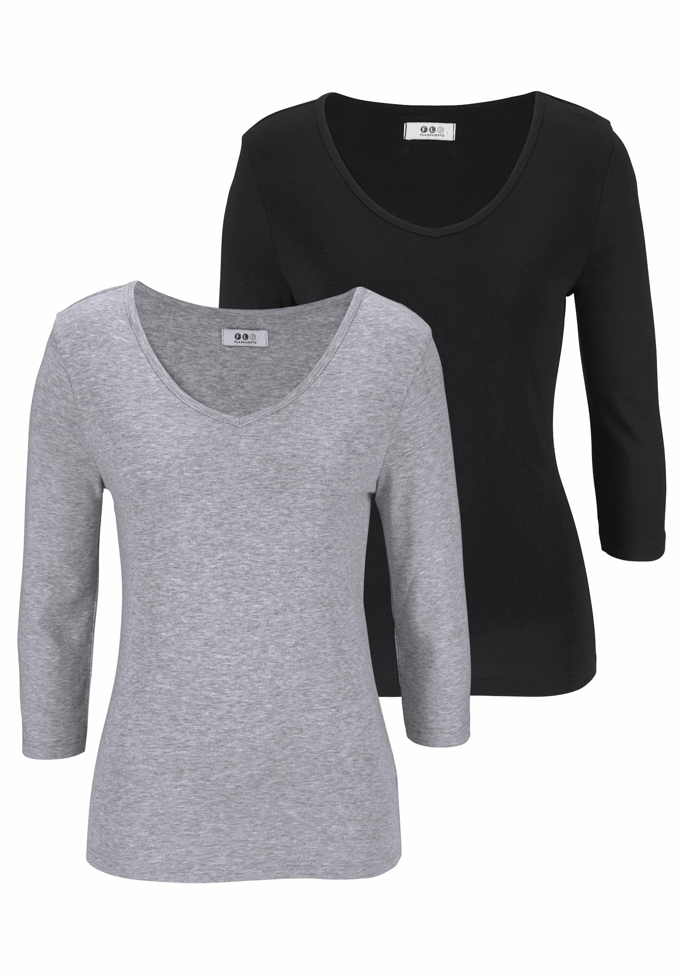 Flashlights V-Shirt Packung, 2er-Pack, 2 Stk. unifarben, V-Ausschnitt, Basi günstig online kaufen