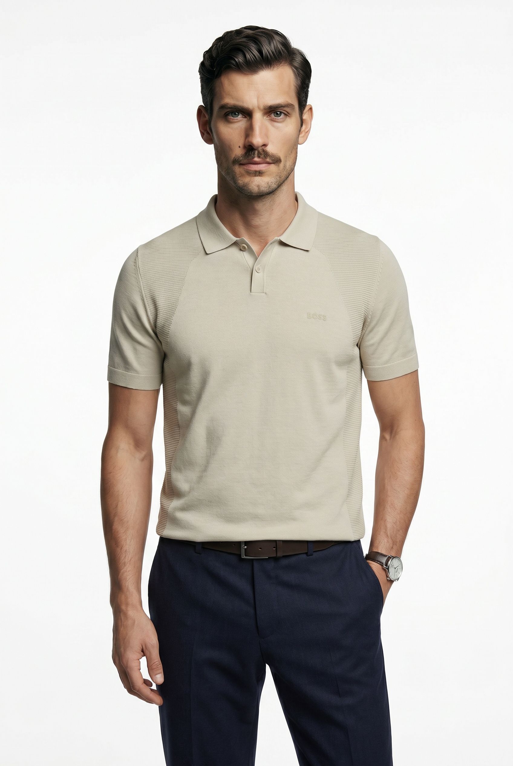 BOSS GREEN Kurzarmpullover "Momentum Lite PS" Polokragen, Baumwoll-Mix, Regular Fit