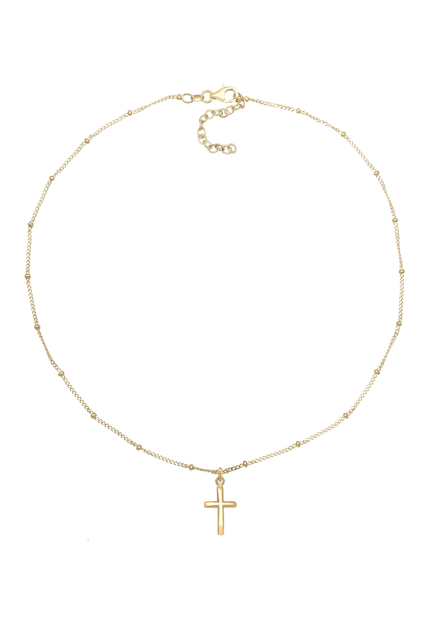 Collier ELLI "Choker Kugelkette Kreuz Glaube Schmuck Geschenk 925 Silber" Gr. 36, gold, Halsketten, Damen, 36, ohne Stein, Silber 925 (Sterlingsilber), L: 36, Collier 2