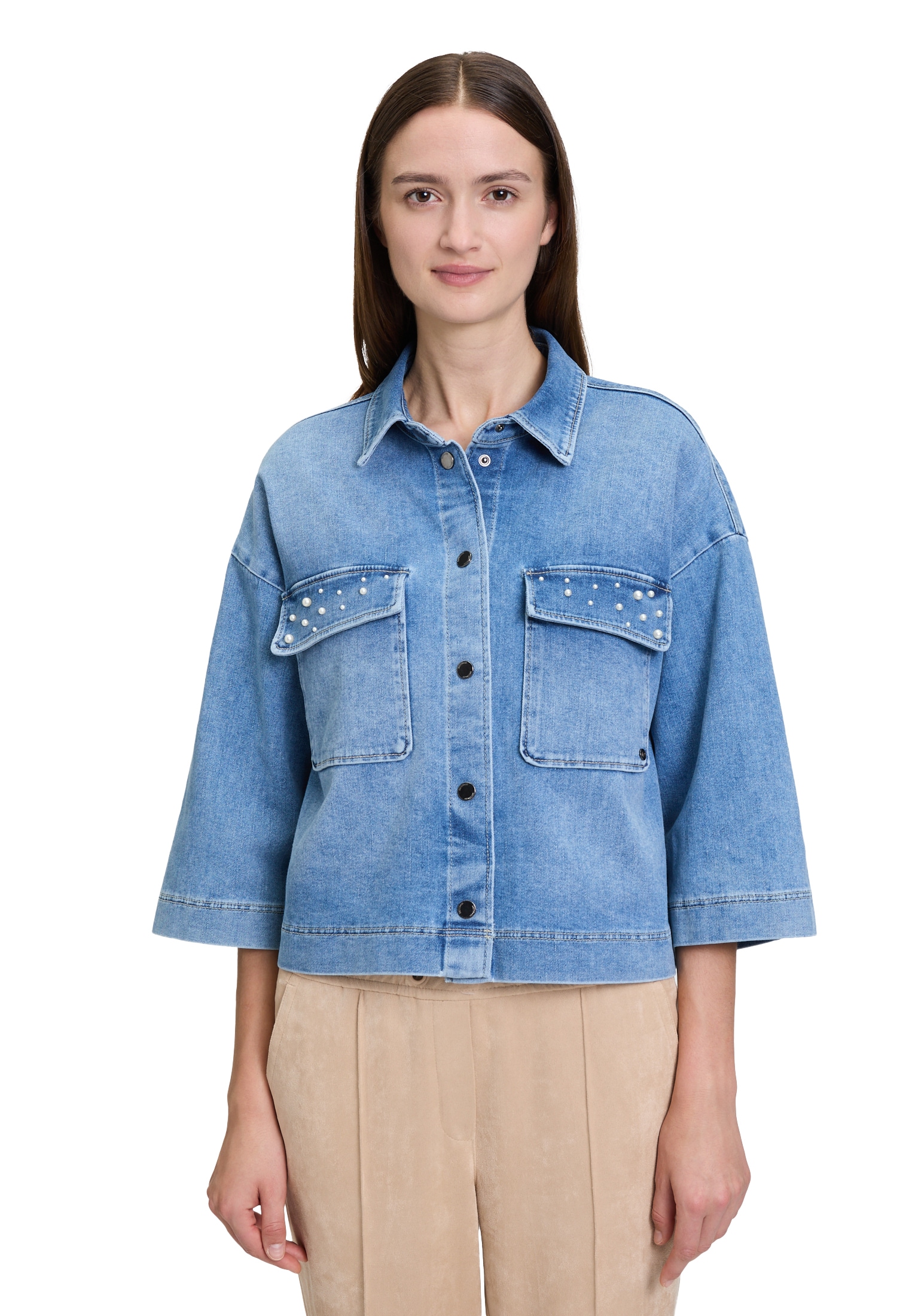 Betty&Co Jackenblazer "Betty & Co Damen Jeansjacke mit Perlen", Perlen günstig online kaufen