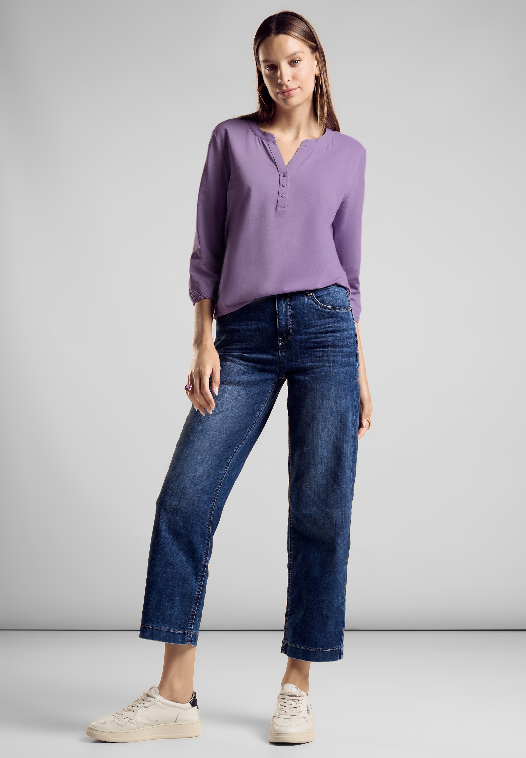 STREET ONE 3/4-Arm-Shirt, aus reiner Baumwolle