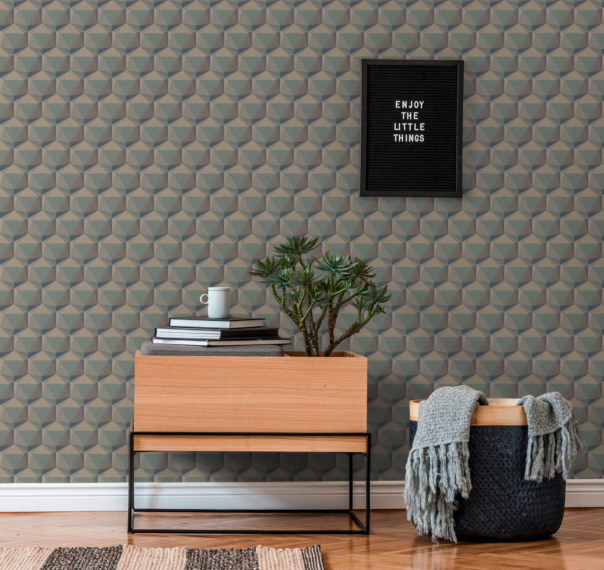 A.S. Création Vliestapete »Nara Grafisch 3D Effekt« gemustert | matt | neutral leicht strukturiert 3D Muster Grafiktapete Tapeten Wohnzimmer Schlafzimmer Küche Flur Büro
