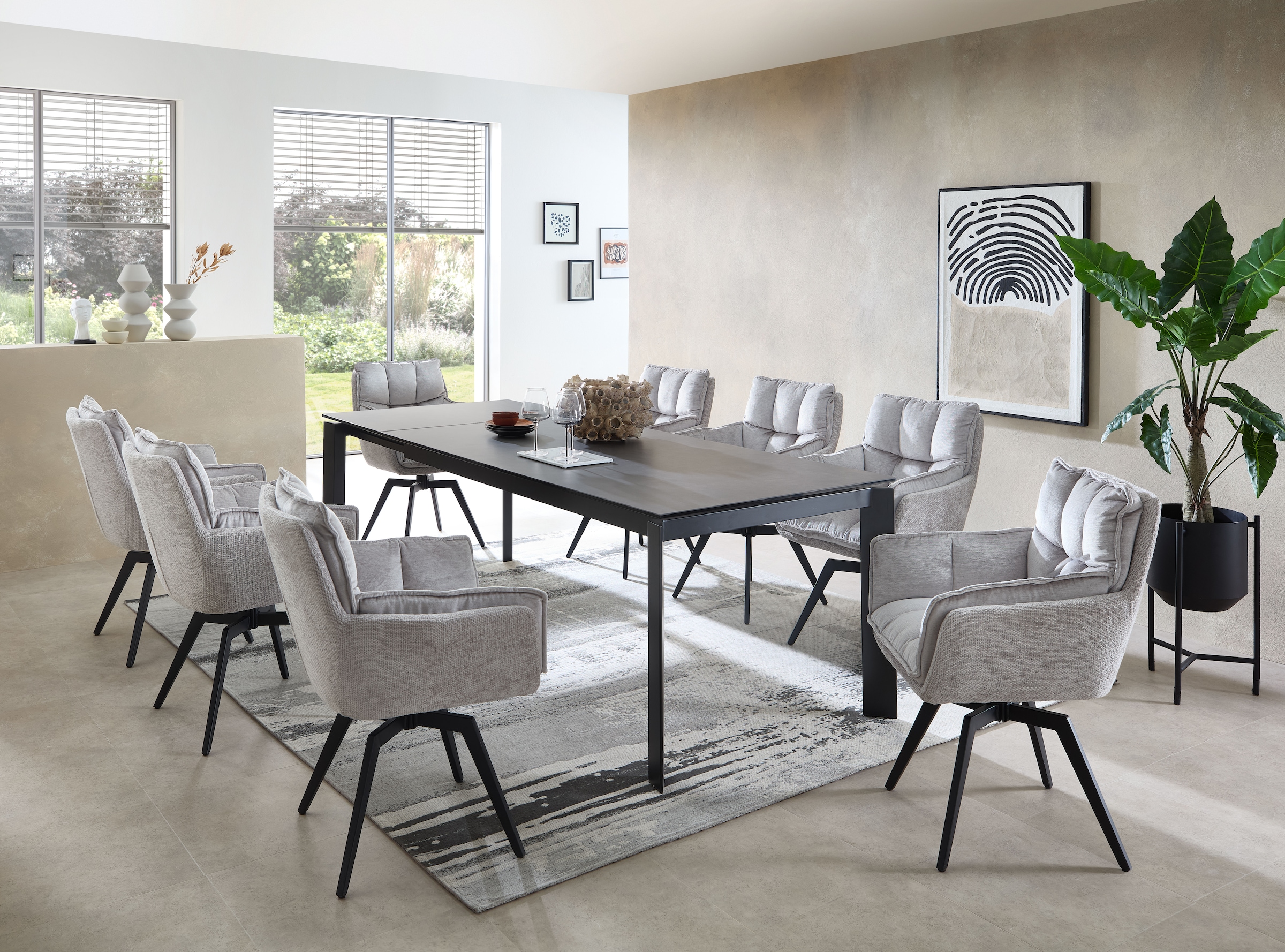 Stolkom Esstisch »Paul Esszimmertisch Keramik, ausziehbar auf 240 cm, BxHxT 180x76x95 cm«, Keramikoberfläche, Tischplatte ausziehbar von 180 auf 240 cm