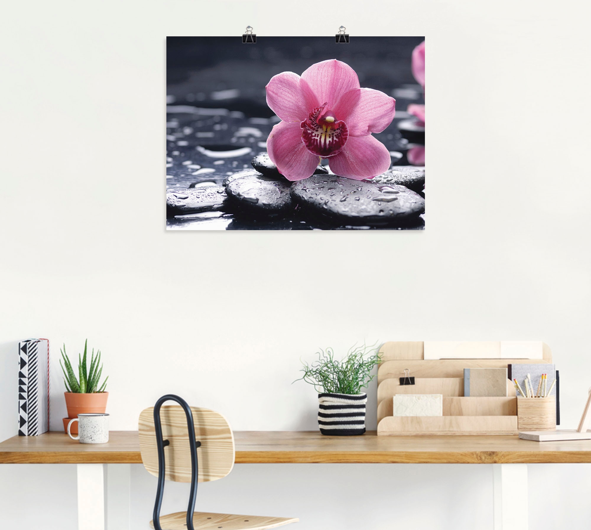 Artland Wandbild "Stillleben mit Kiesel und einer Orchidee", Blumen, (1 St. günstig online kaufen