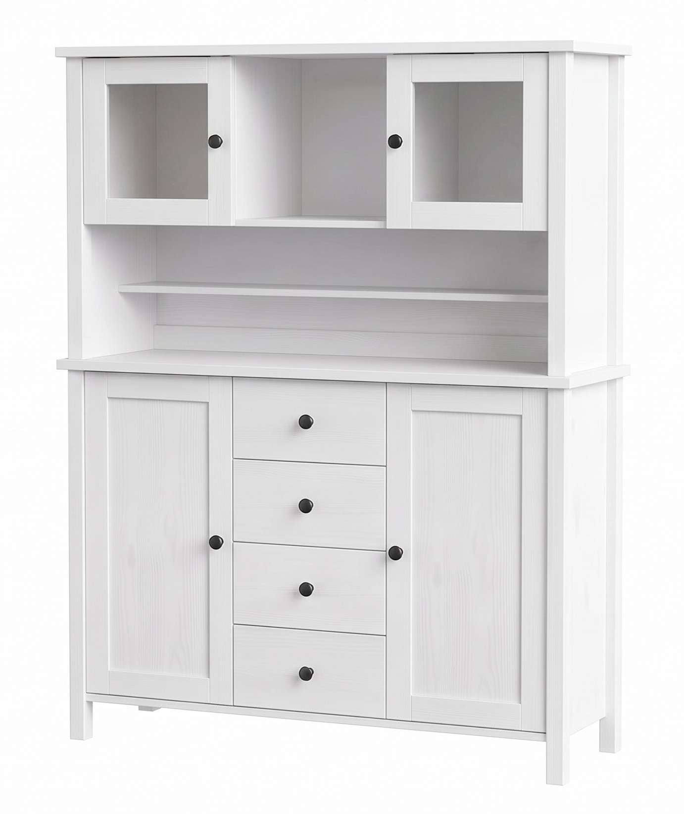 OTTO home Buffet "Mikkeli Küchenbuffet mit 2 Glastüren, Metallgriffe" aus massiver FSC-zertifizierter Kiefer, moderner Landhausstil