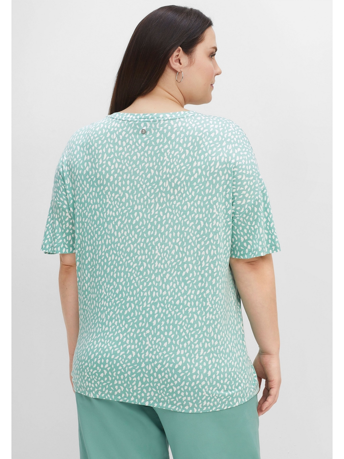 Black Friday Sheego T-Shirt Größen«, BAUR »Große mit | Viskose reiner Minimalprint, aus
