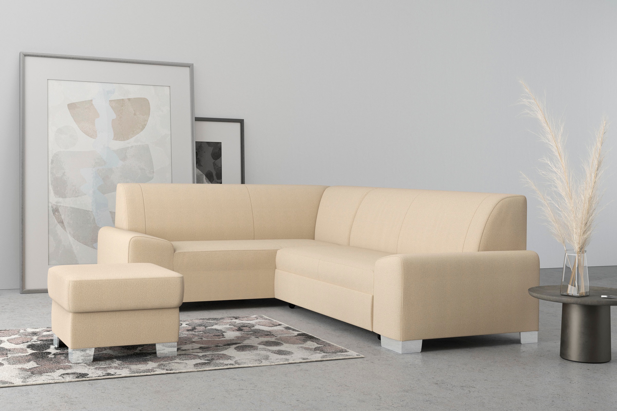 Thumbnail - DOMO collection Ecksofa "Anzio in kubischer Formensprache, flache Armlehnen, L-Form" Wahlweise mit Bettfunktion und Fede...