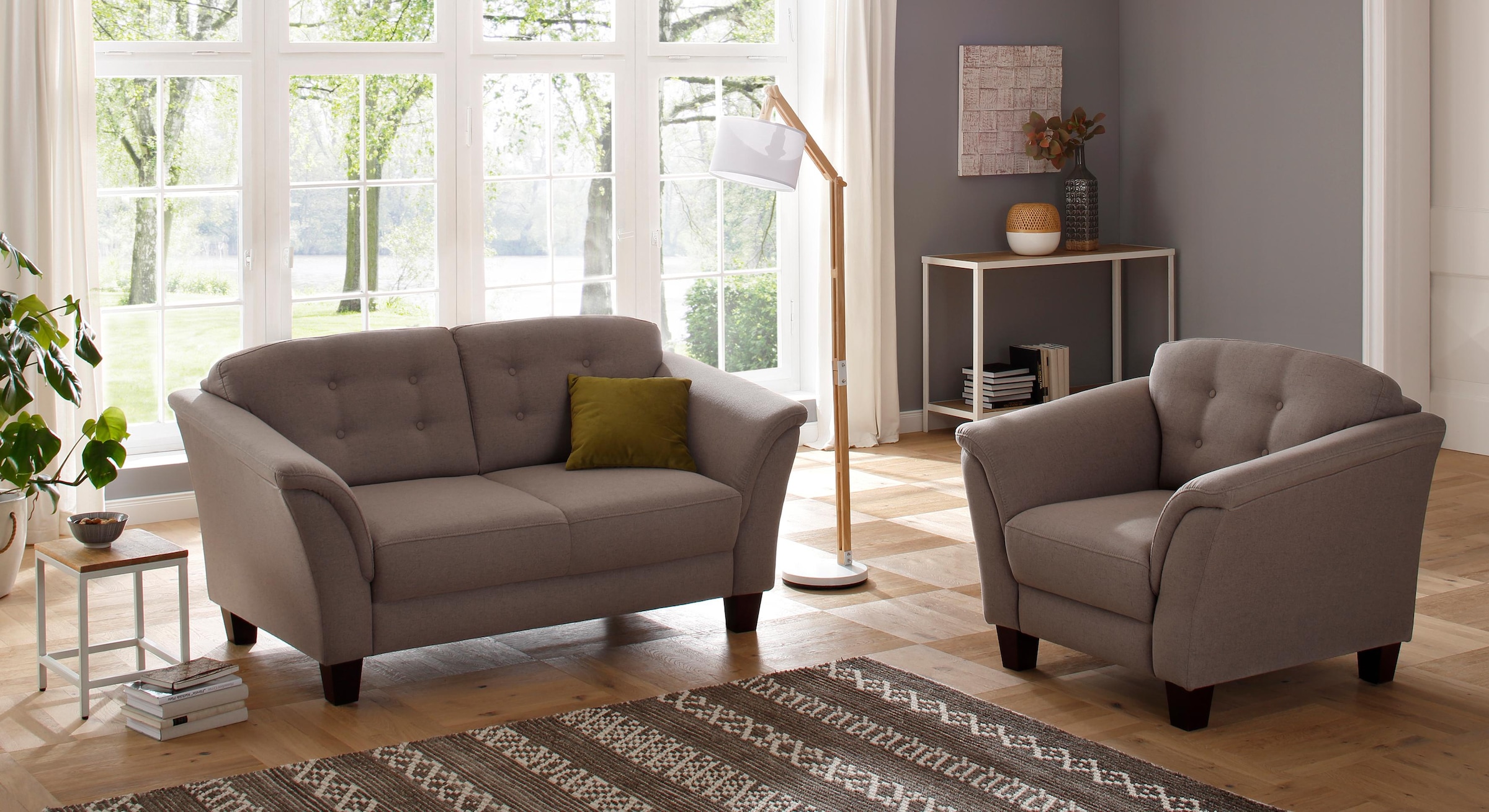 OTTO home Sessel "Trondheim" mit Federkern, Knopfheftung im Rücken, Füße Buche