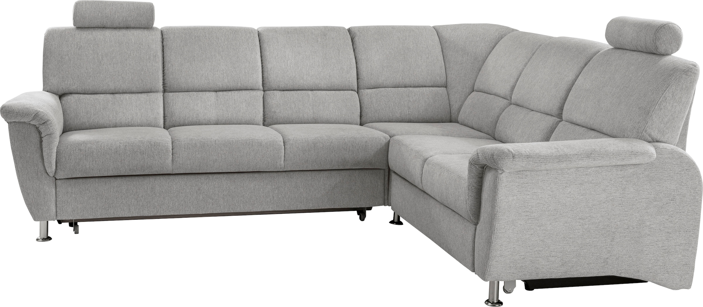 Home affaire Ecksofa »Pisa L-Form, mit Schlaffunktion, Stauraum, 2x höhenverstellbare«, Kopfstützen und Relaxfunktion im Eckelement