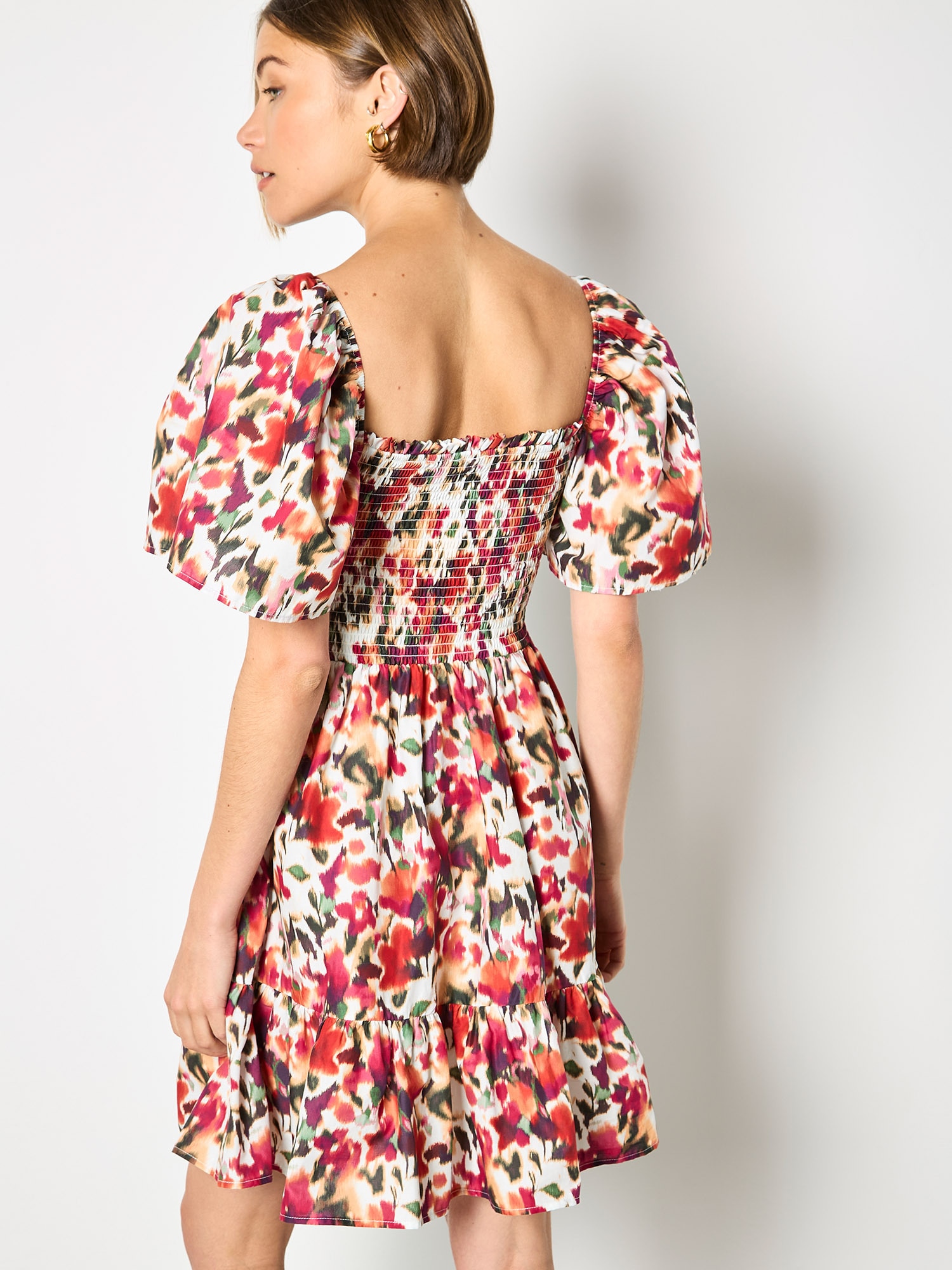 Apricot Minikleid »Minikleid aus reiner Baumwolle mit verschwommenem Ikat-Muster« mit Smokdetails