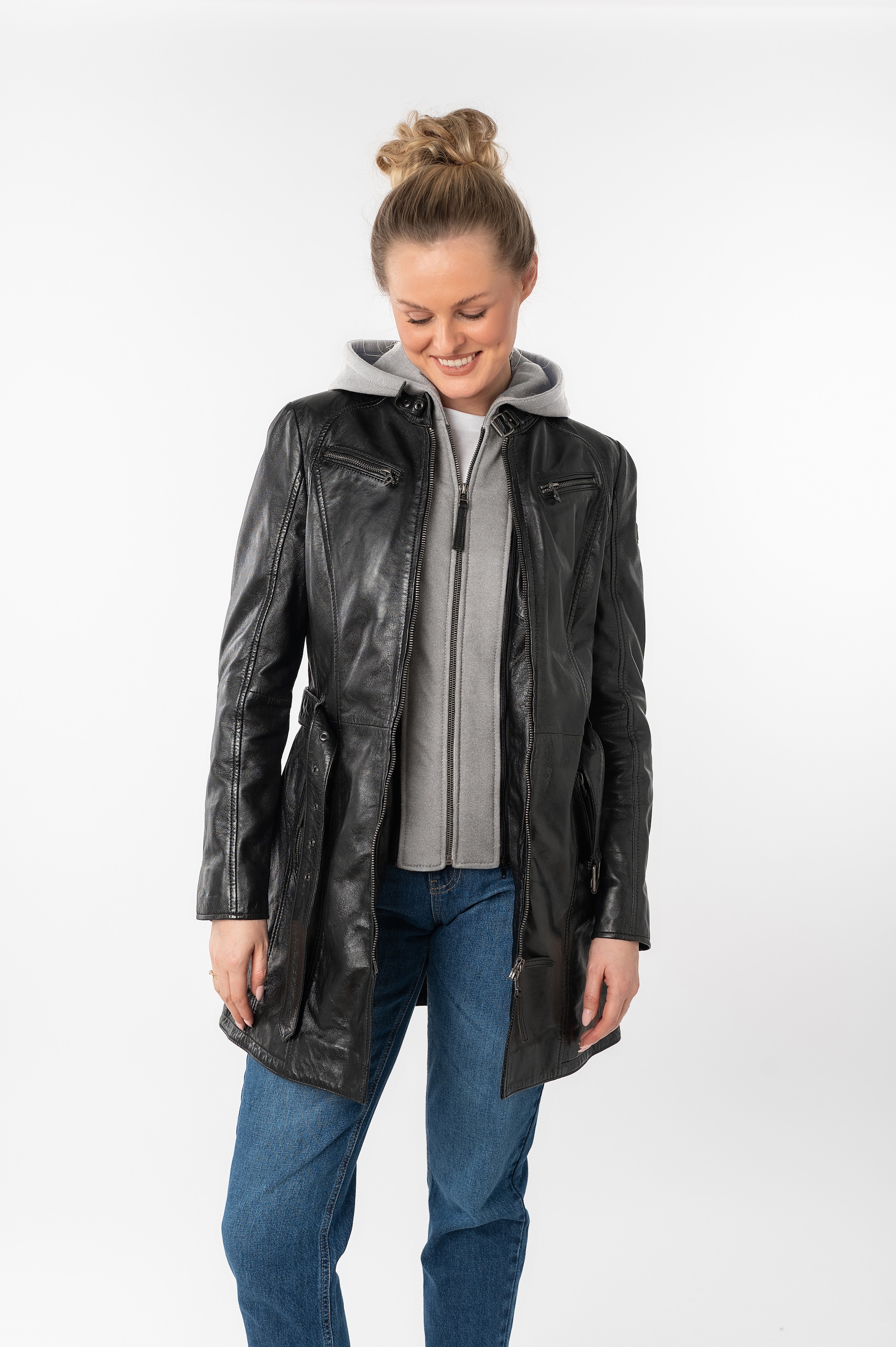 Mauritius Ledermantel "BENTE2", lange Lederjacke mit Gürtel & abnehmbarem K günstig online kaufen