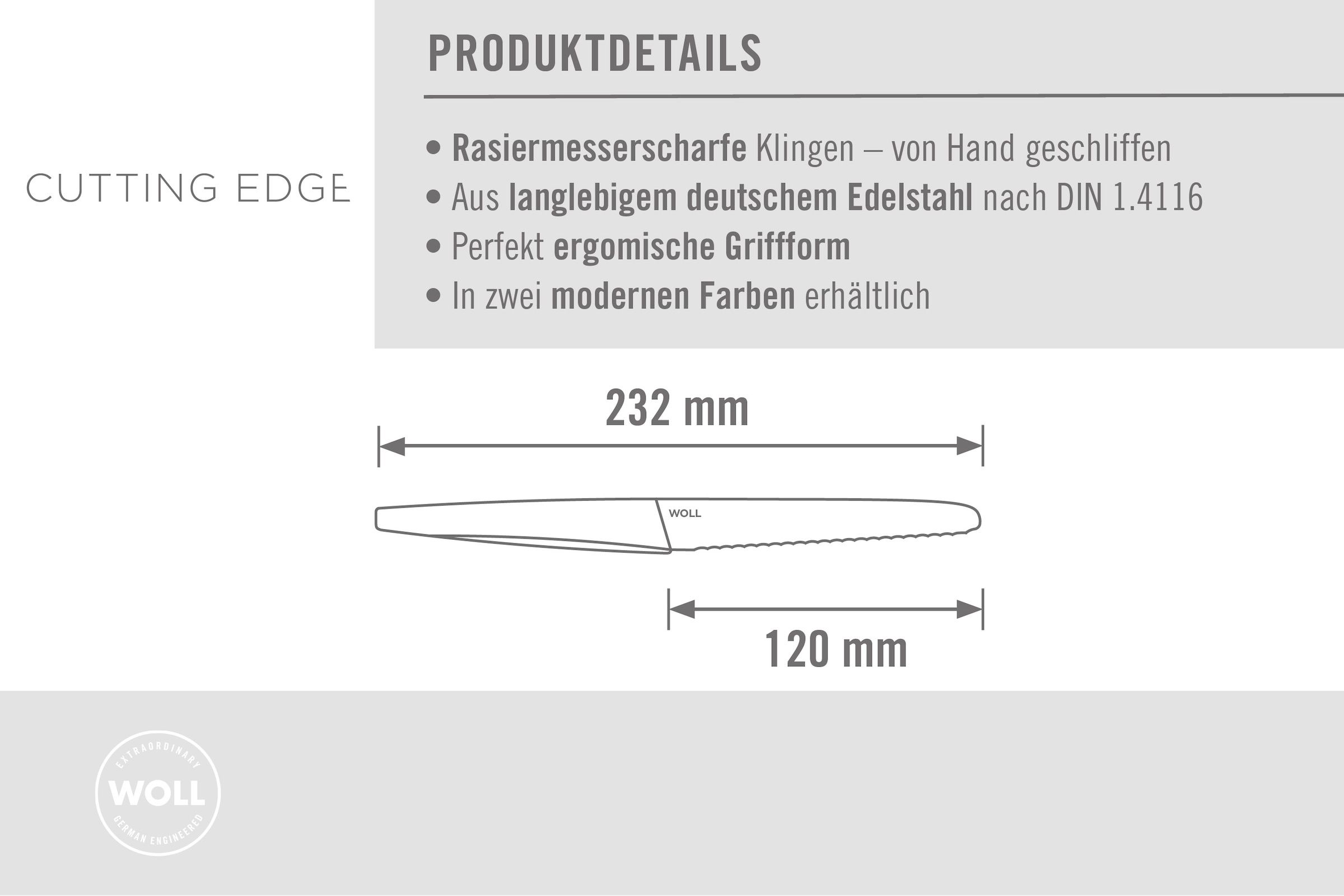 WOLL Brotzeitmesser »Cutting Edge« aus deutschem Edelstahl gemäß DIN 1.4116
